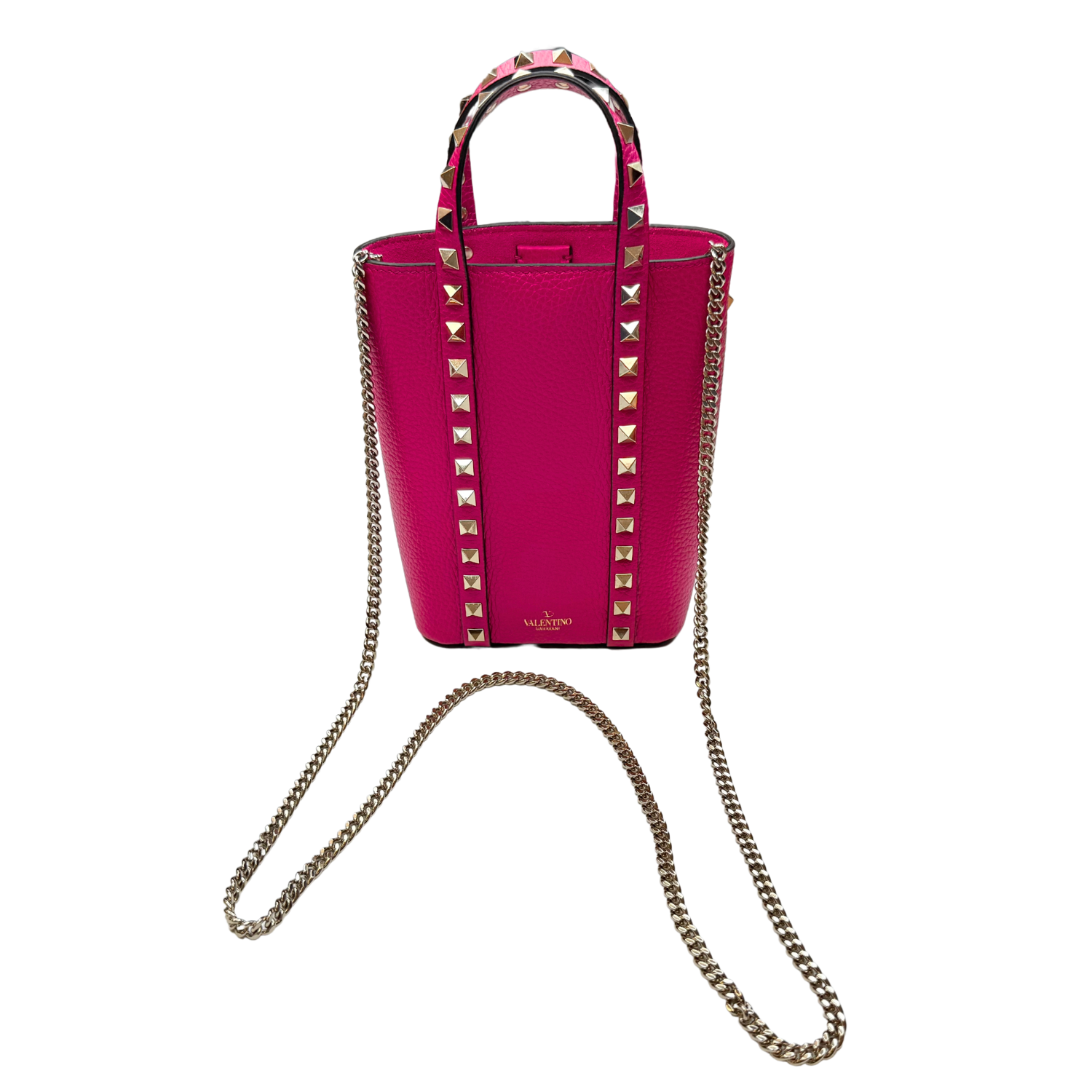 Valentino Rockstud Calfskin Crossbody Bag Magenta