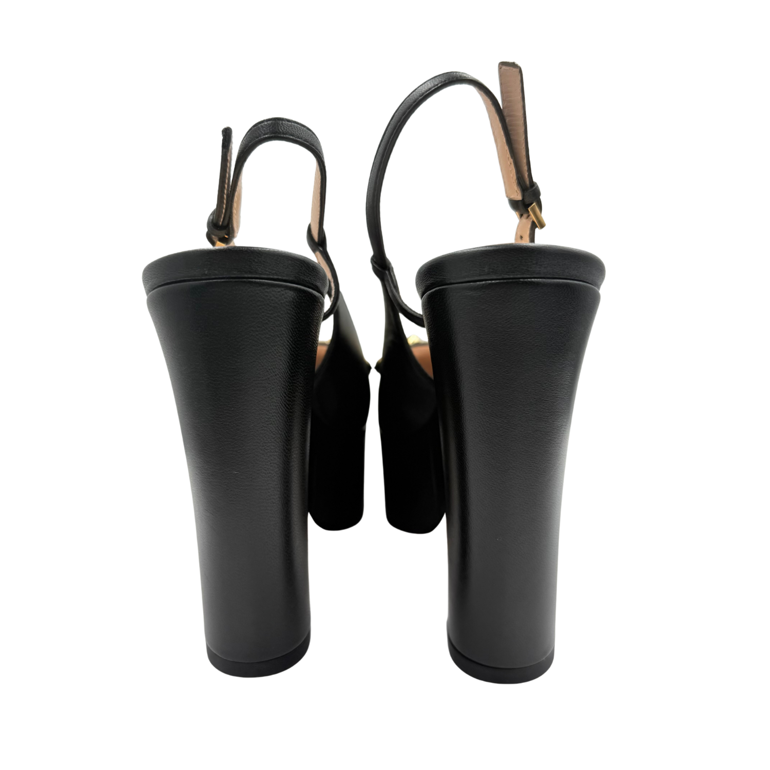 Gucci 120mm Horsebit Accent Leather Slingback Pumps Black