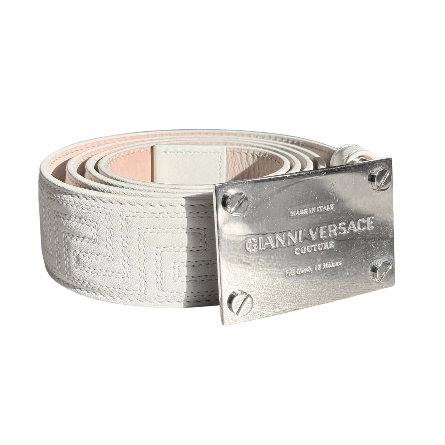 Versace Leather Belt White