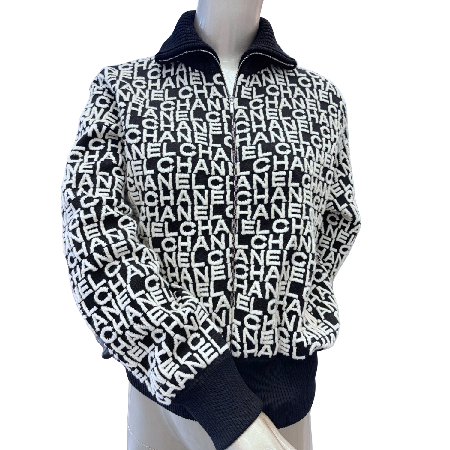 Chanel Printed Coco Neige Zip Up Bomber Jacket