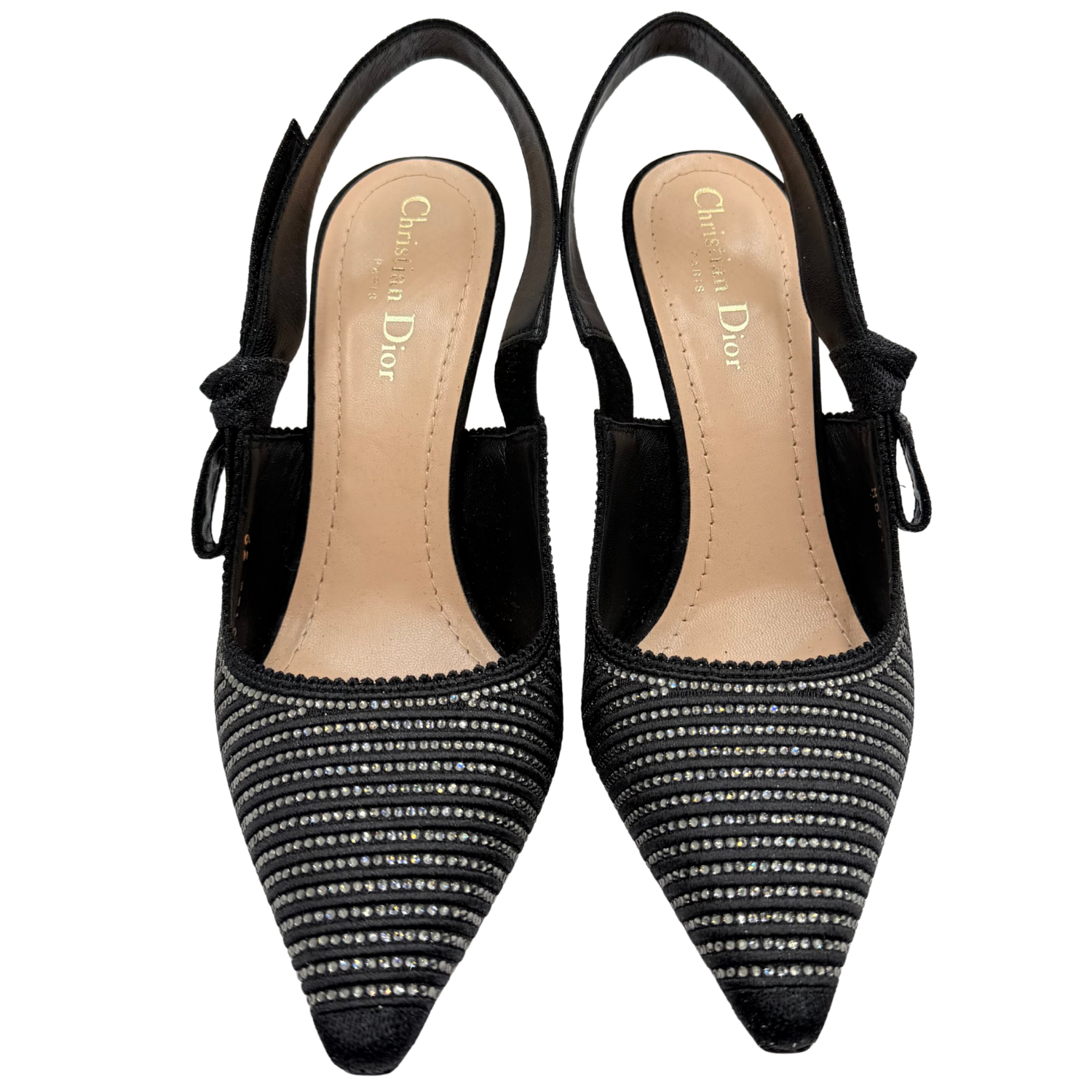 Christian Dior Crystal Embellished Lurex J'adior Slingback Pumps Black