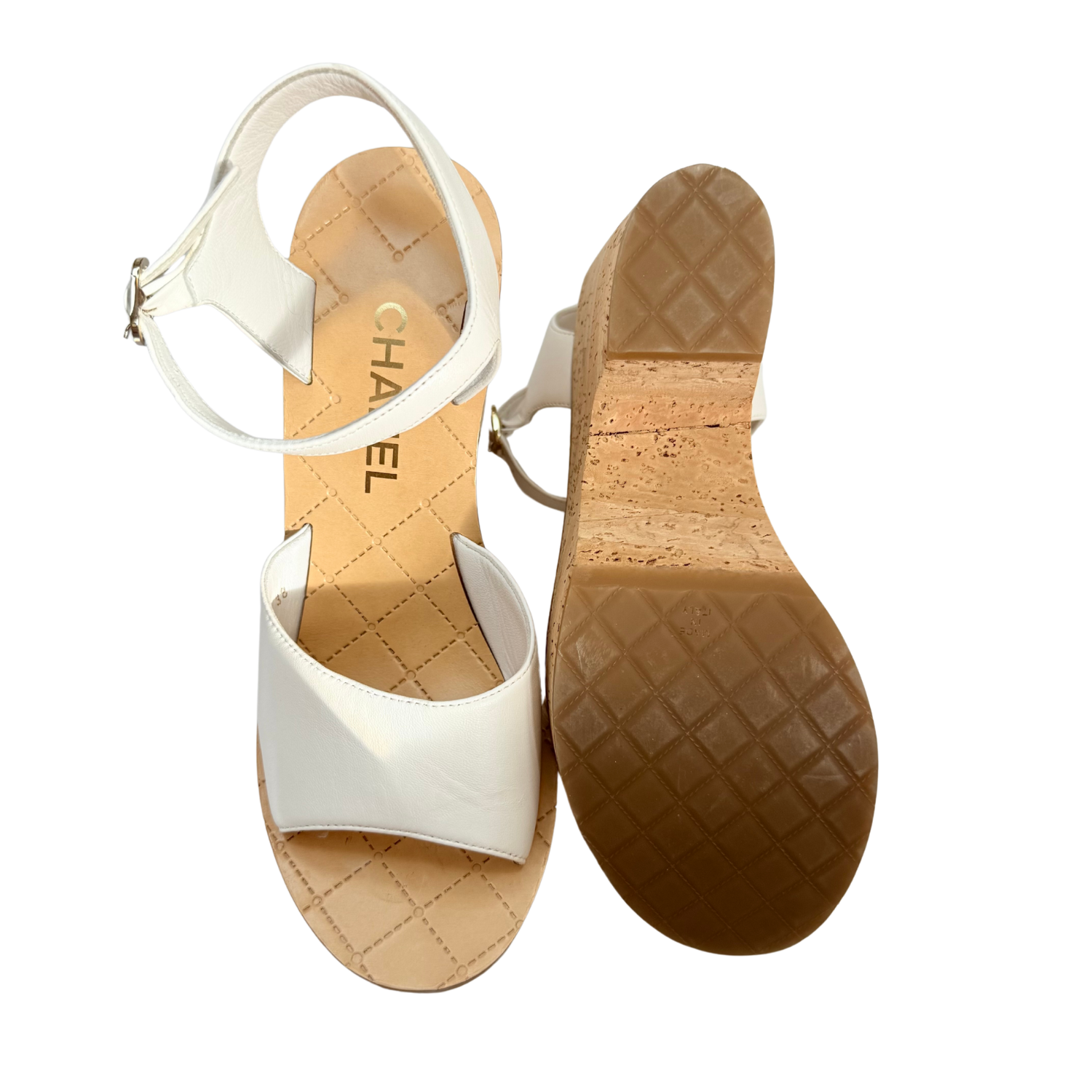 Chanel Wedges White