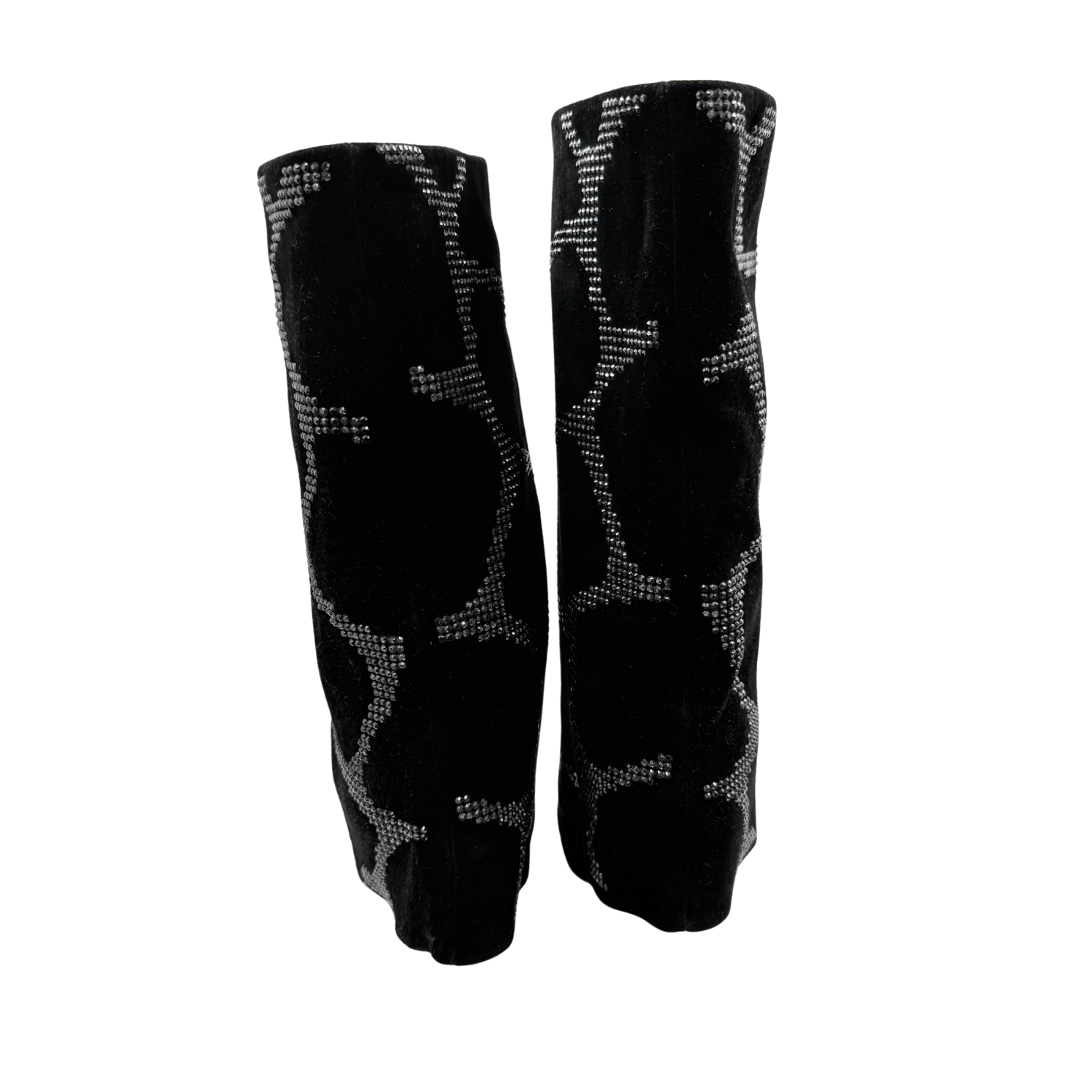 Giuseppe Zanotti x Balmain Suede Crystal Embellishments Heeled Boots