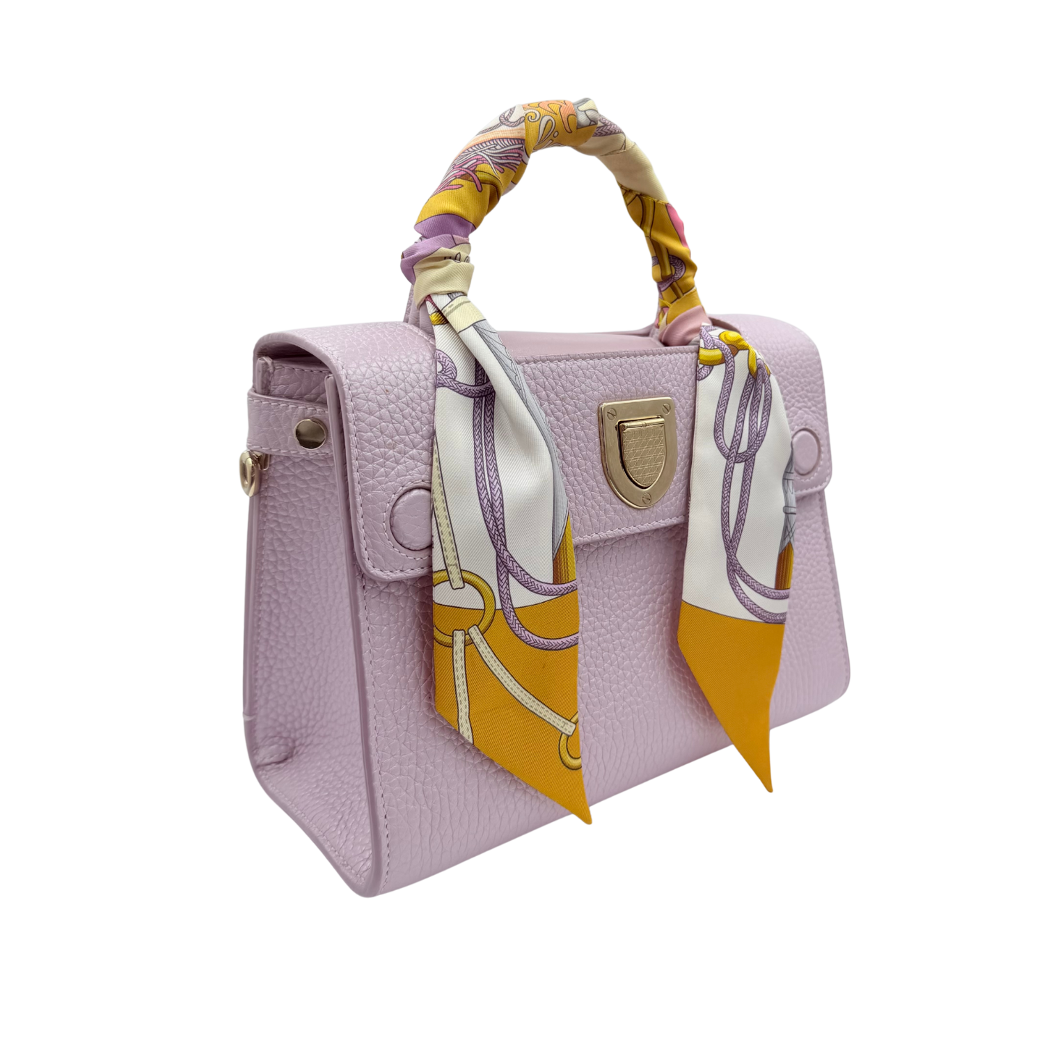 Christian Dior Mini Leather Diorever Tote Crossbody Bag with Top Handle Lavender (comes with Hermès Twilly)