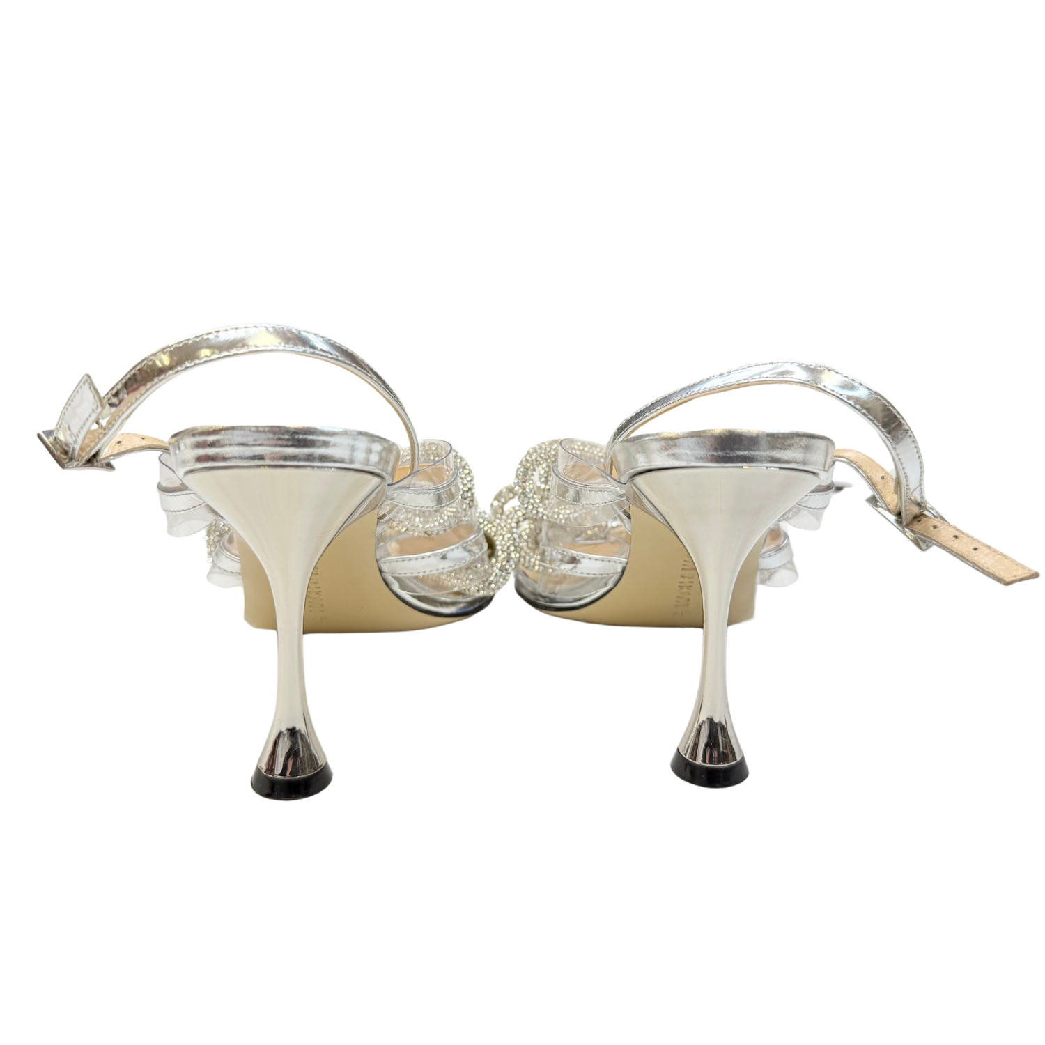 Mach & Mach 95mm Crystal Embellished Triple Bow Heeled Sandals