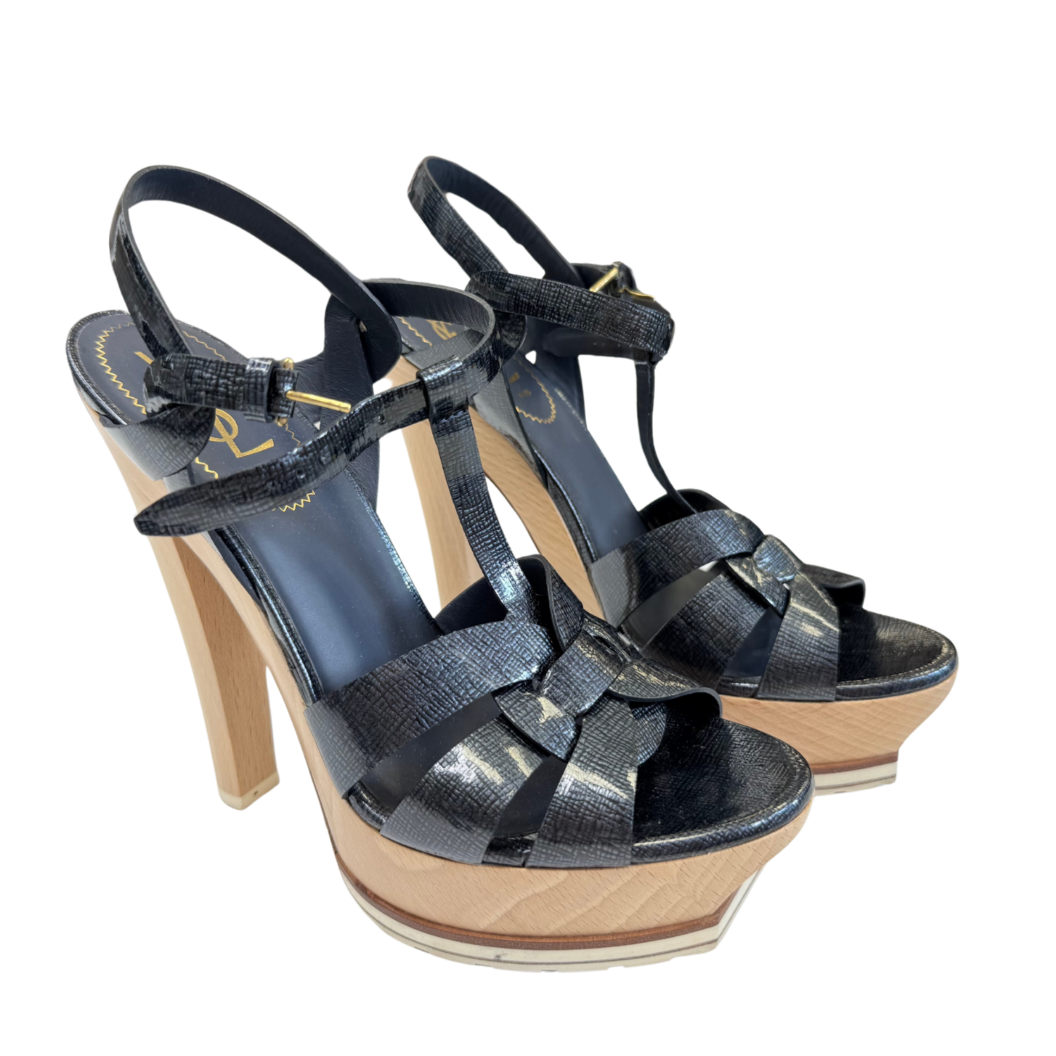 Yves Saint Laurent Patent Leather Tributes 105mm Blue