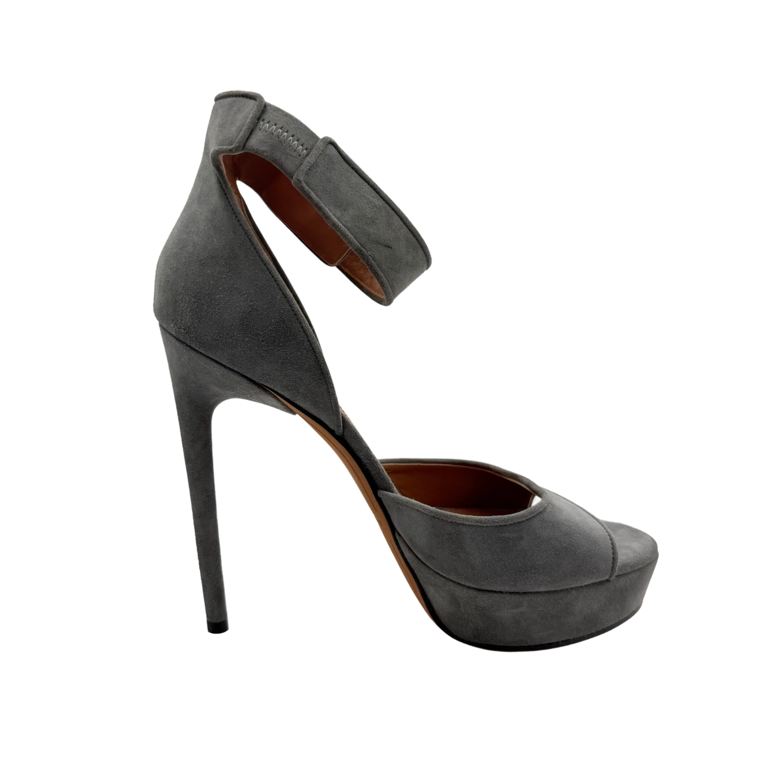 Givenchy Shark Lock Platform Ankle Strap Platform Pumps Grey