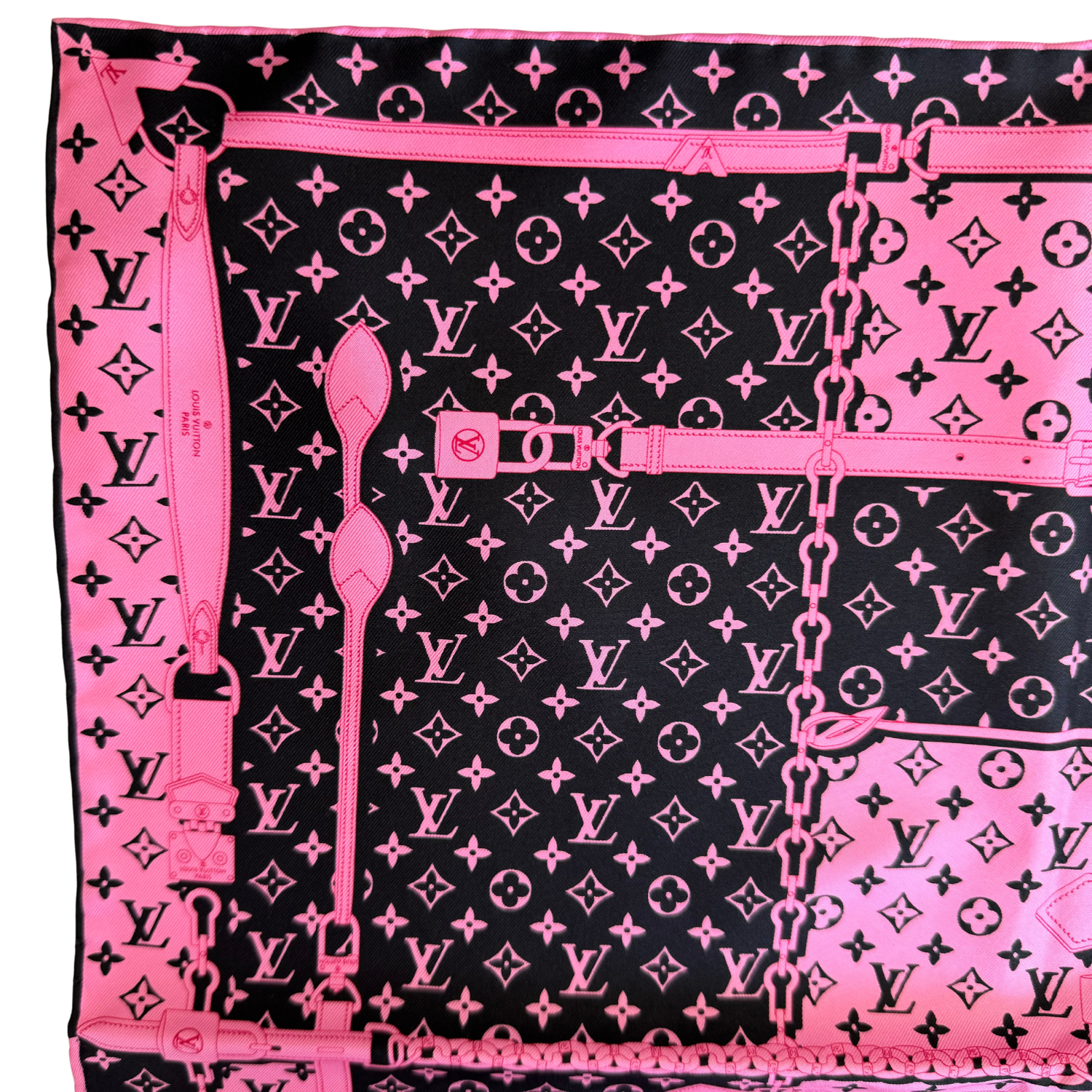 Louis Vuitton Silk Carre Bandanna Confidential Scarf Square 45 Pink