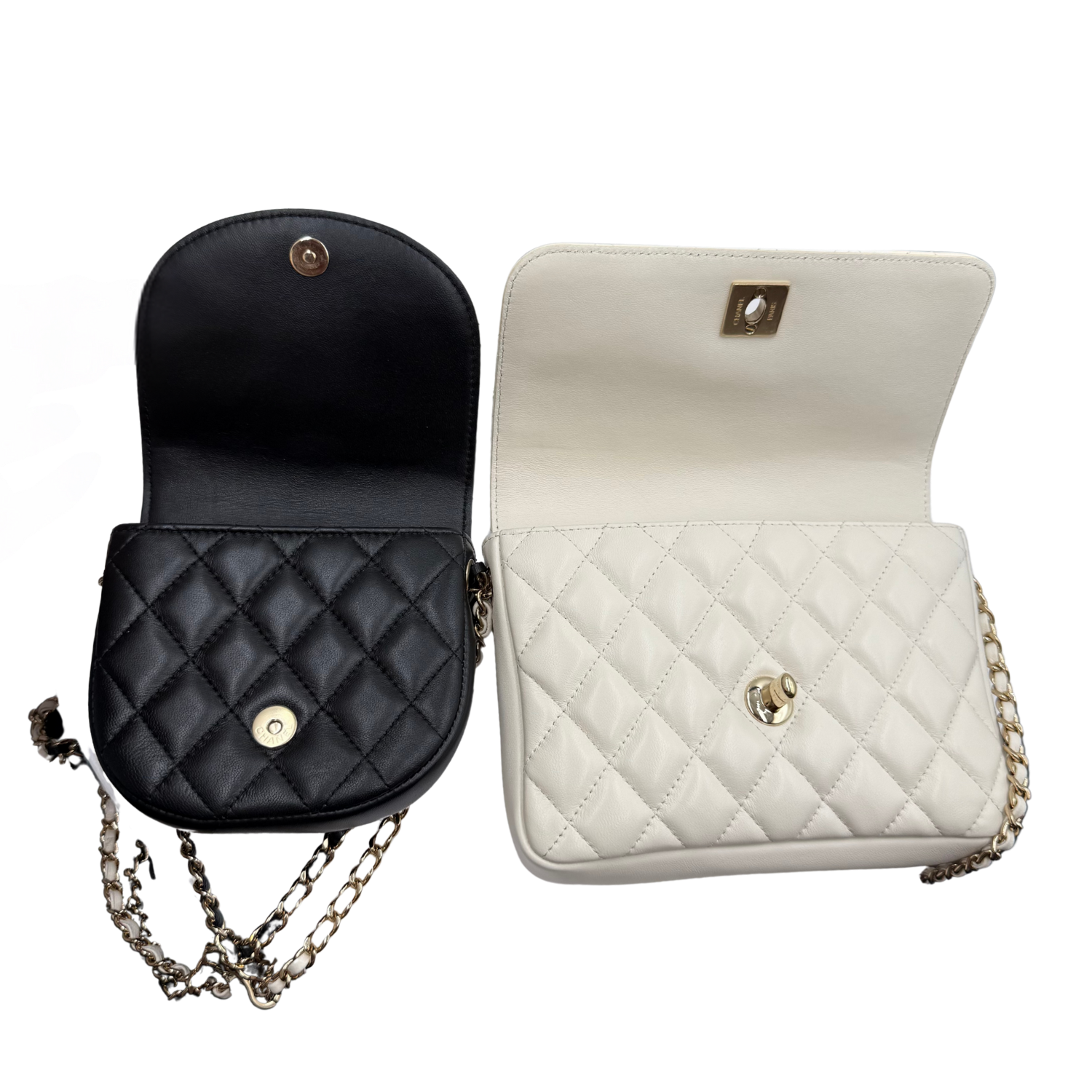 Chanel Quilted Side-Packs Small Flap Bags Black & Cream