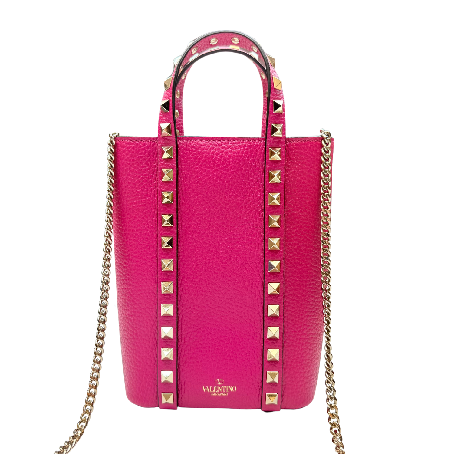 Valentino Rockstud Calfskin Crossbody Bag Magenta