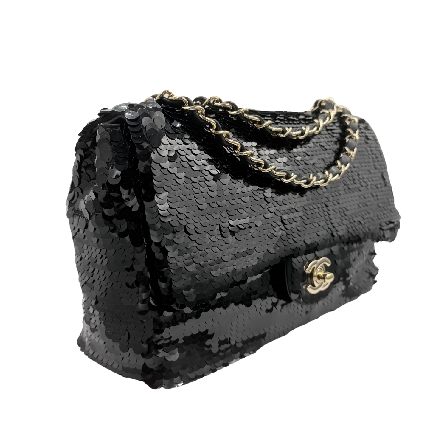 Chanel Medium Single Flap Bag Sequin Black