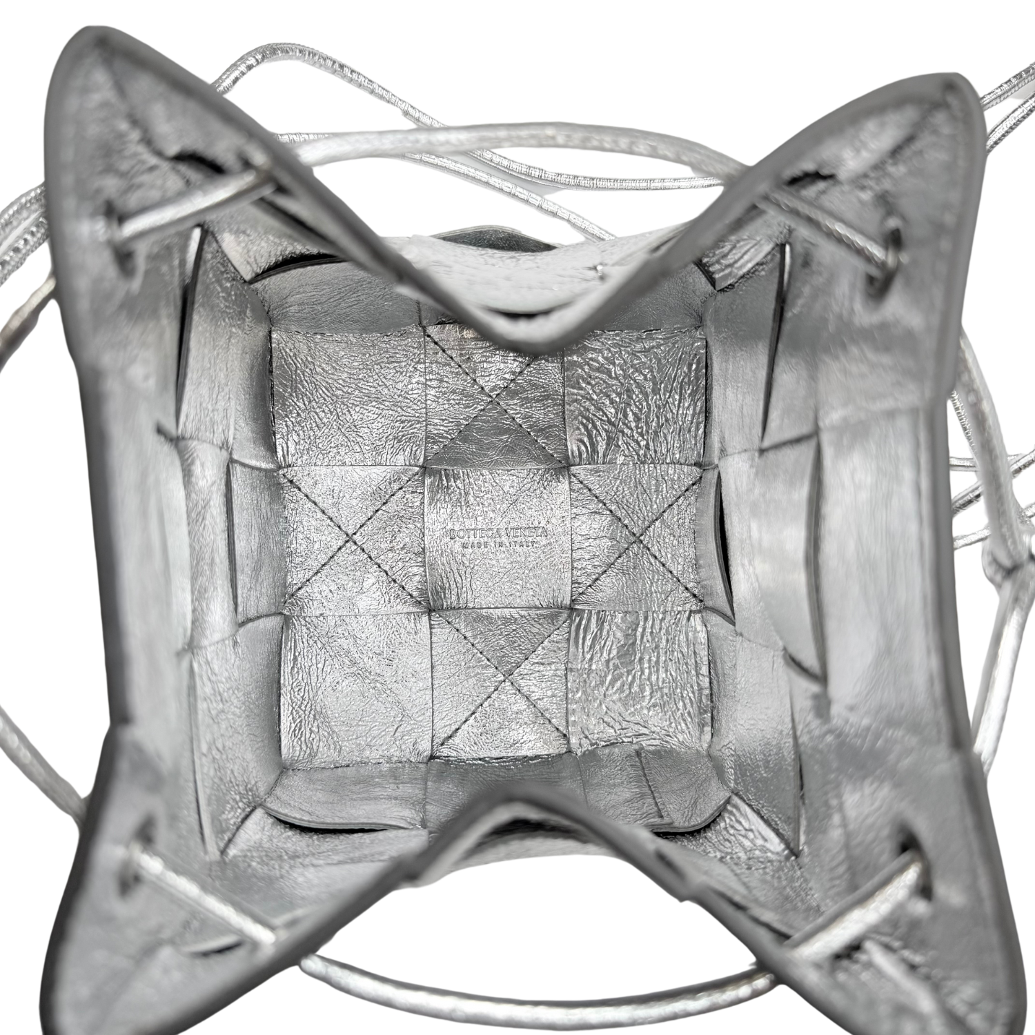 Bottega Veneta Small Cassette Bucket Bag Metallic Silver