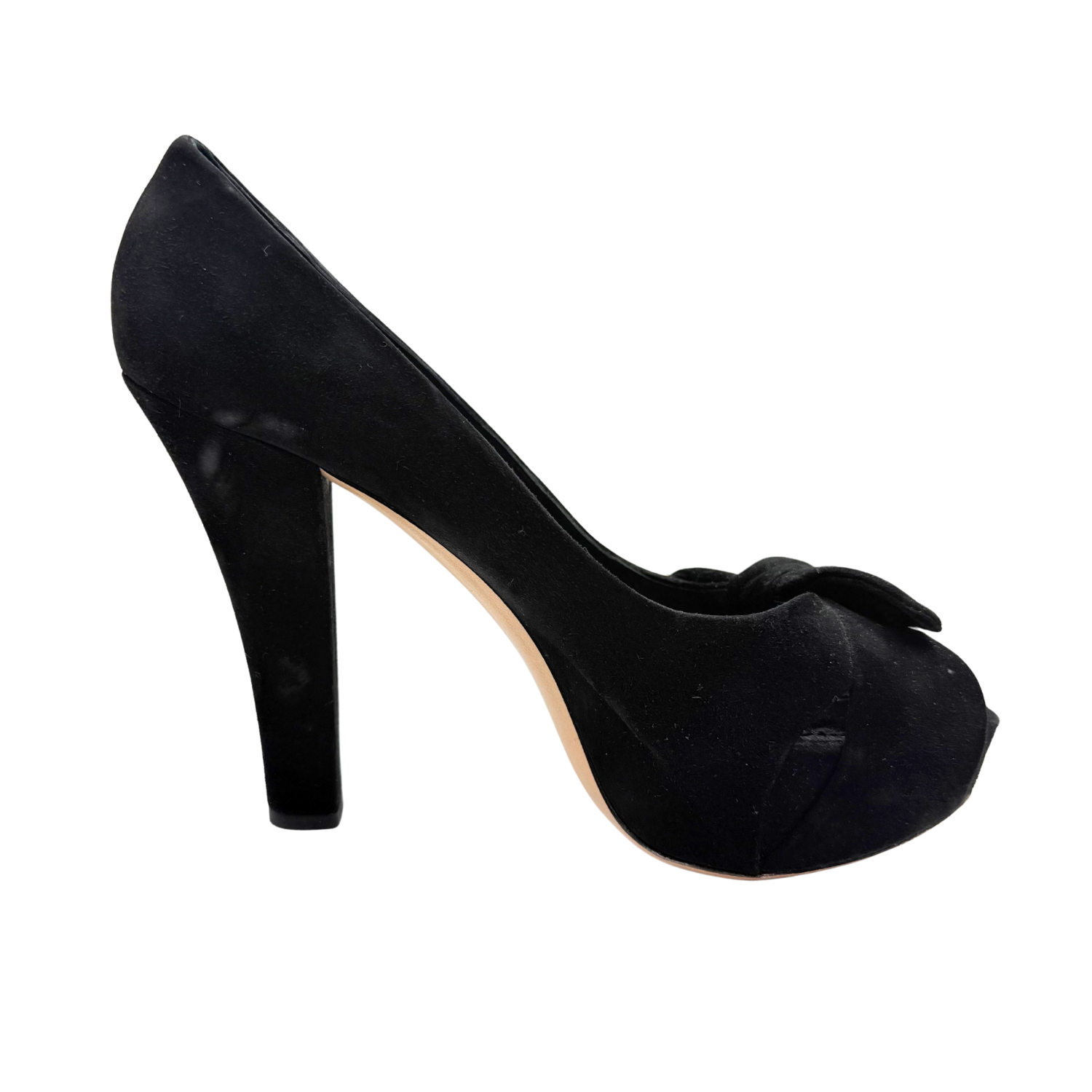 Louis Vuitton Peep Toe Camurça Azul Marinho Platform Pumps Black