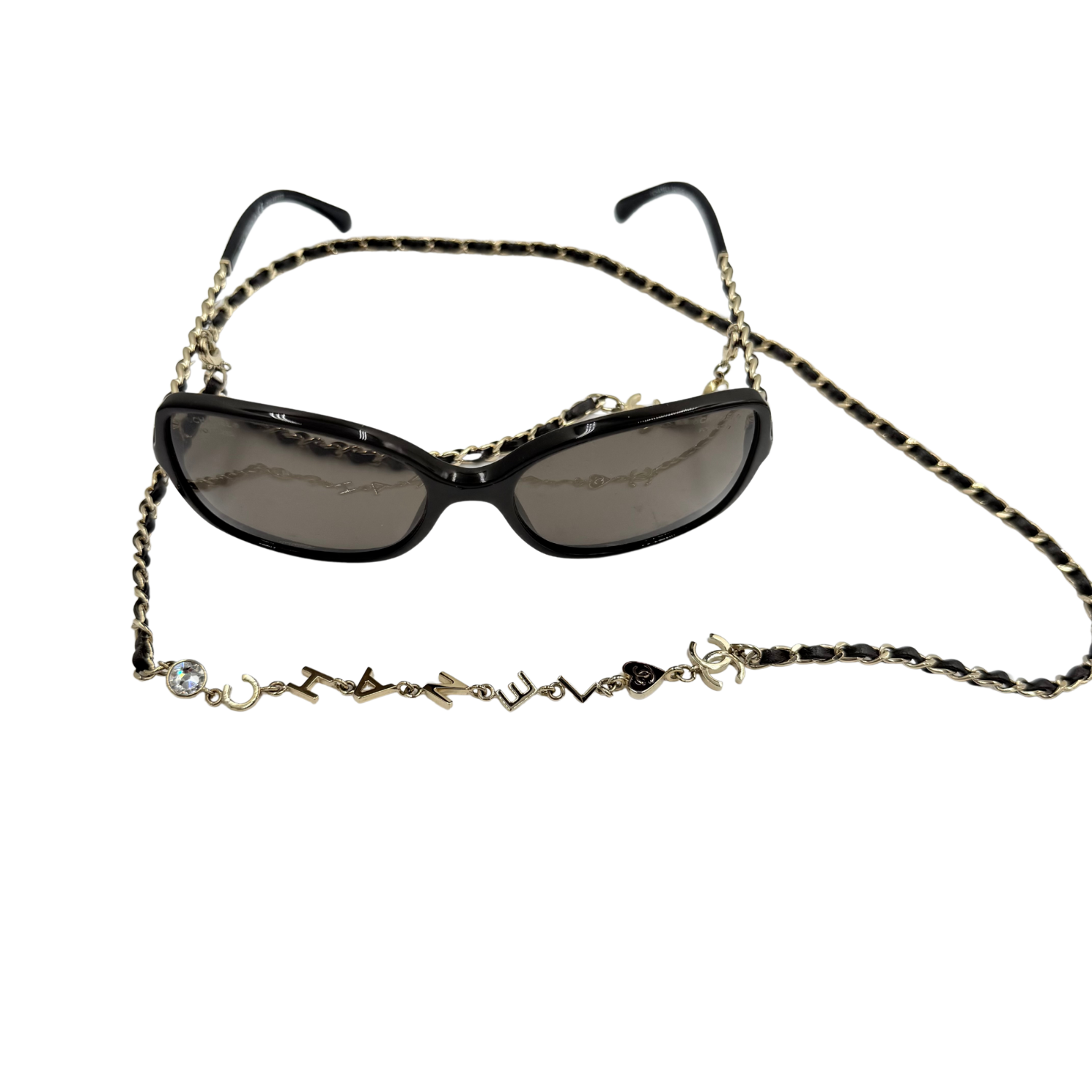 Chanel High Bridge Square Sunglasses with Chain