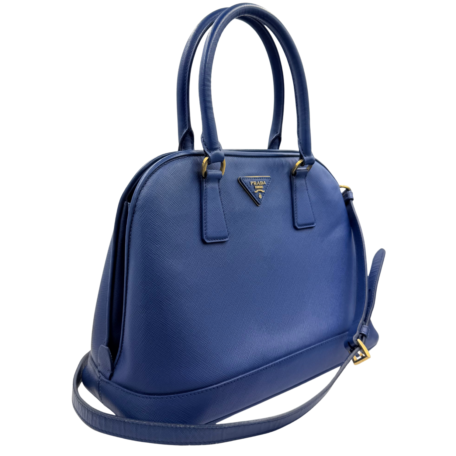 Prada Vintage Saffiano Lux Medium Open Promenade Tote Bluette