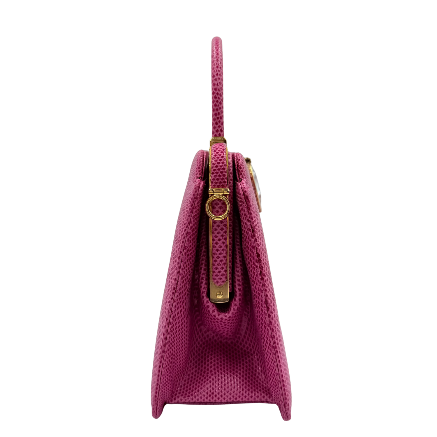 Judith Lieber Vintage Lizard Leather Top Handle Bag Pink