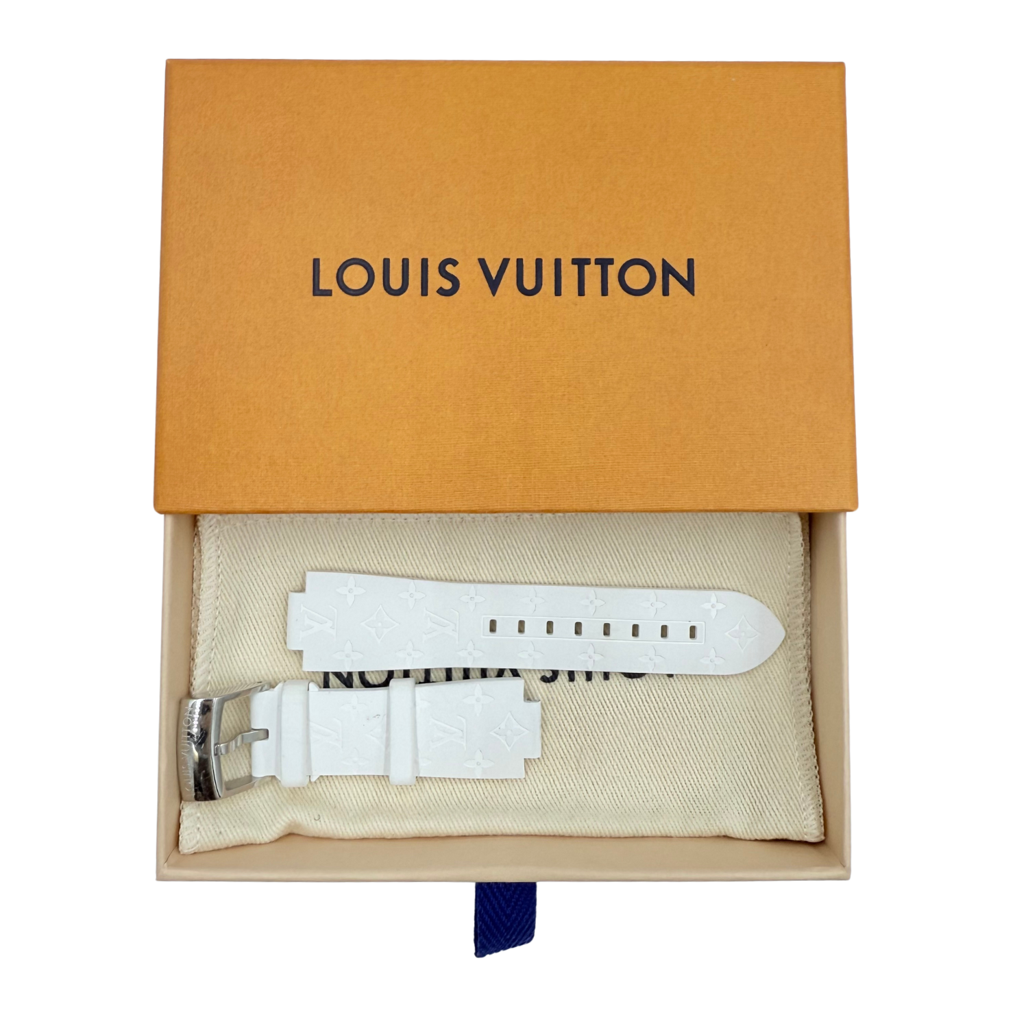 Louis Vuitton Tambour Horizon Monogram Small Rubber Watch Strap White