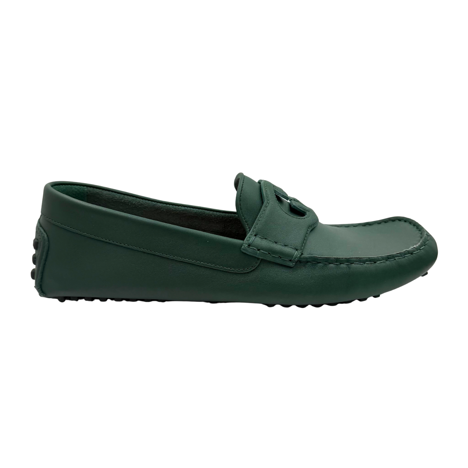 Gucci Leather Driver Loafers Green