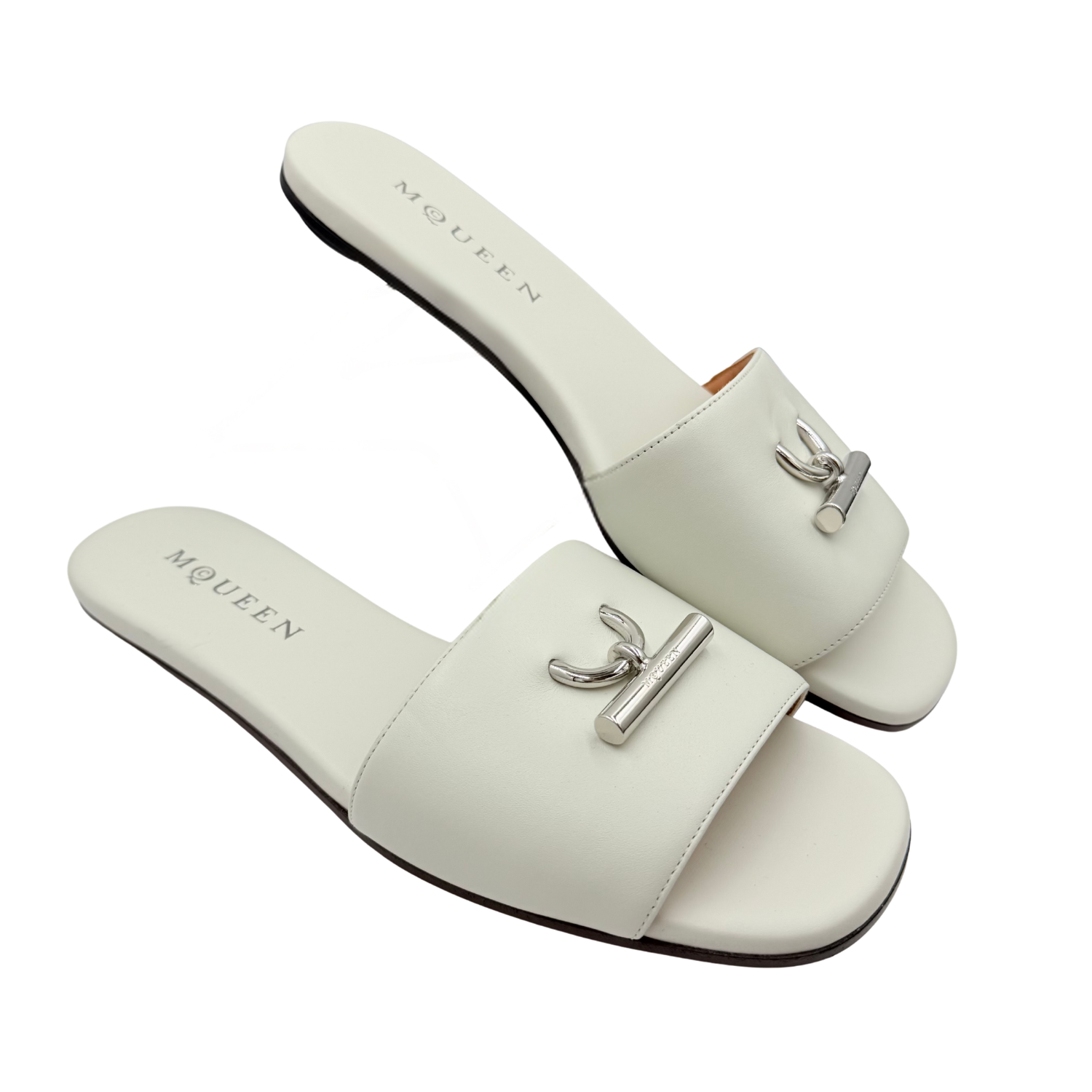 Alexander McQueen Arc T-Bar Slides White