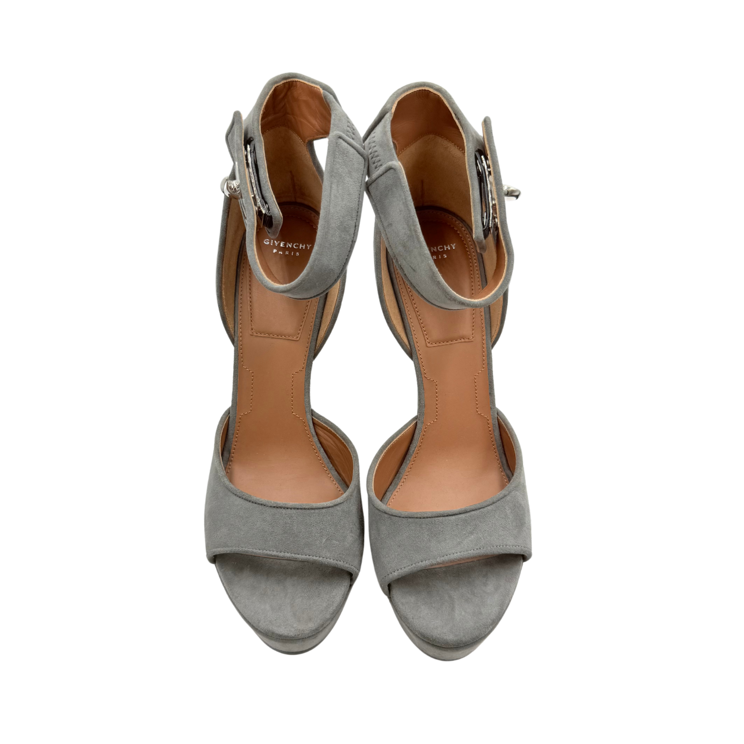 Givenchy Shark Lock Platform Ankle Strap Platform Pumps Grey