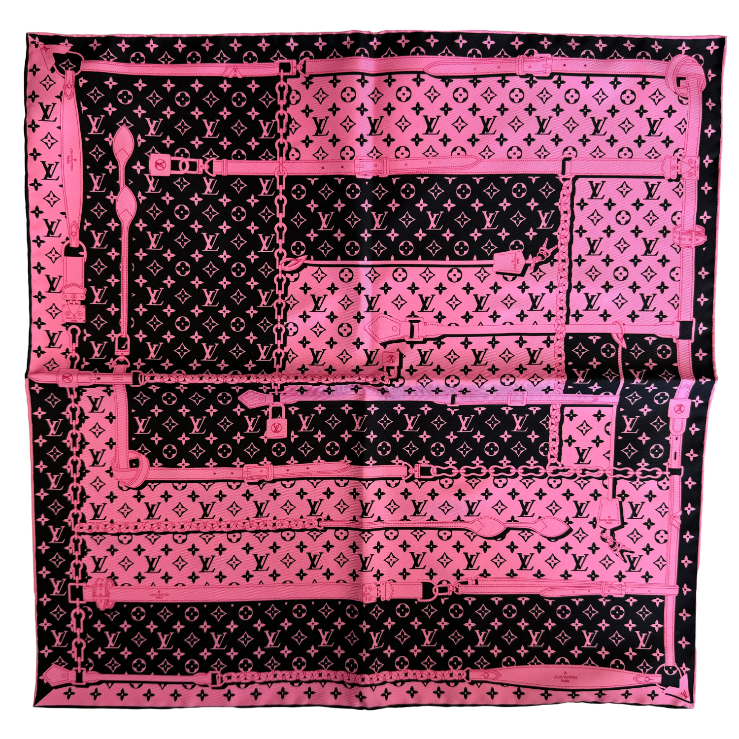 Louis Vuitton Silk Carre Bandanna Confidential Scarf Square 45 Pink