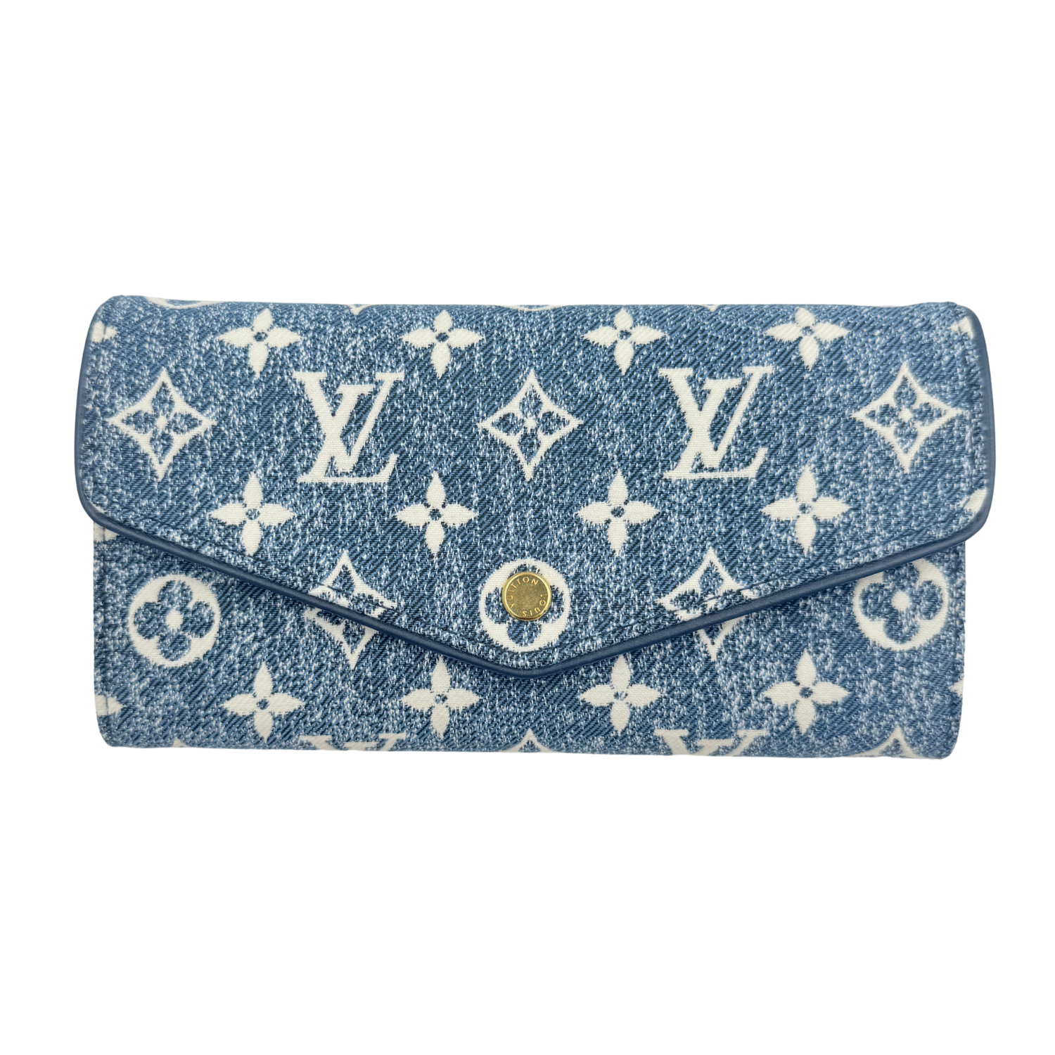 Louis Vuitton Sarah Flap Wallet Denim Jacquard Navy