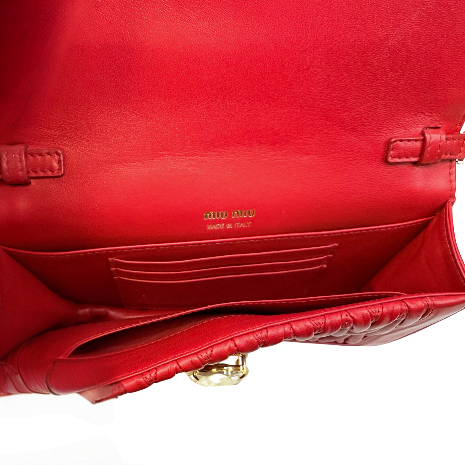 Miu Miu Small Arcadie Matelassé Nappa Leather Bag Red