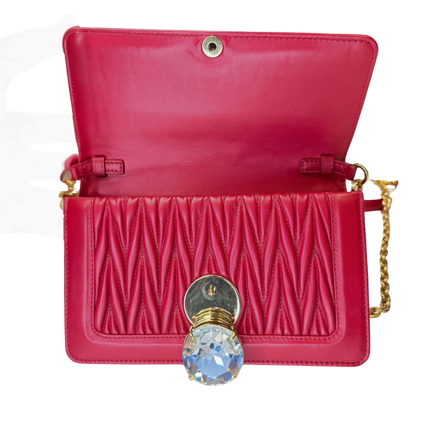 Miu Miu Small Arcadie Matelassé Nappa Leather Bag Red