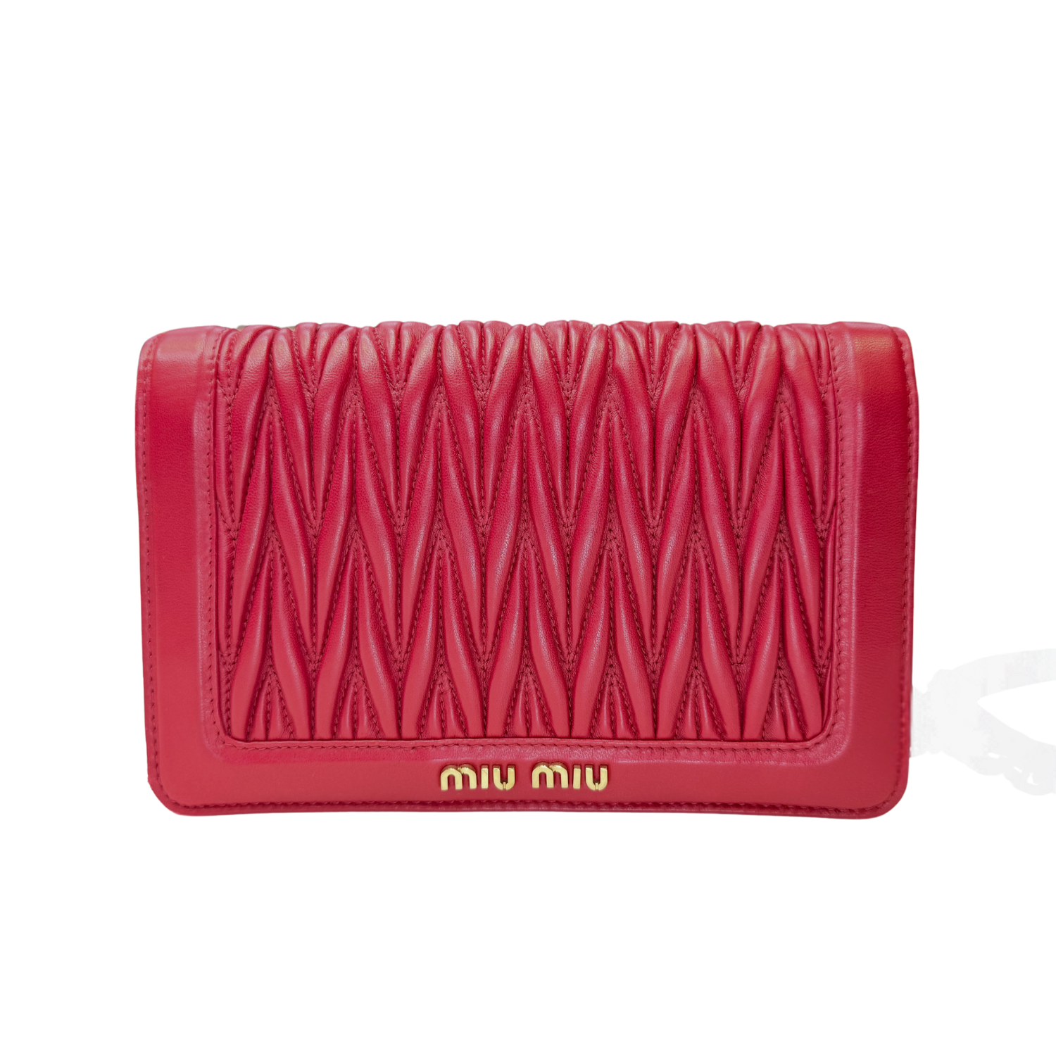Miu Miu Small Arcadie Matelassé Nappa Leather Bag Red