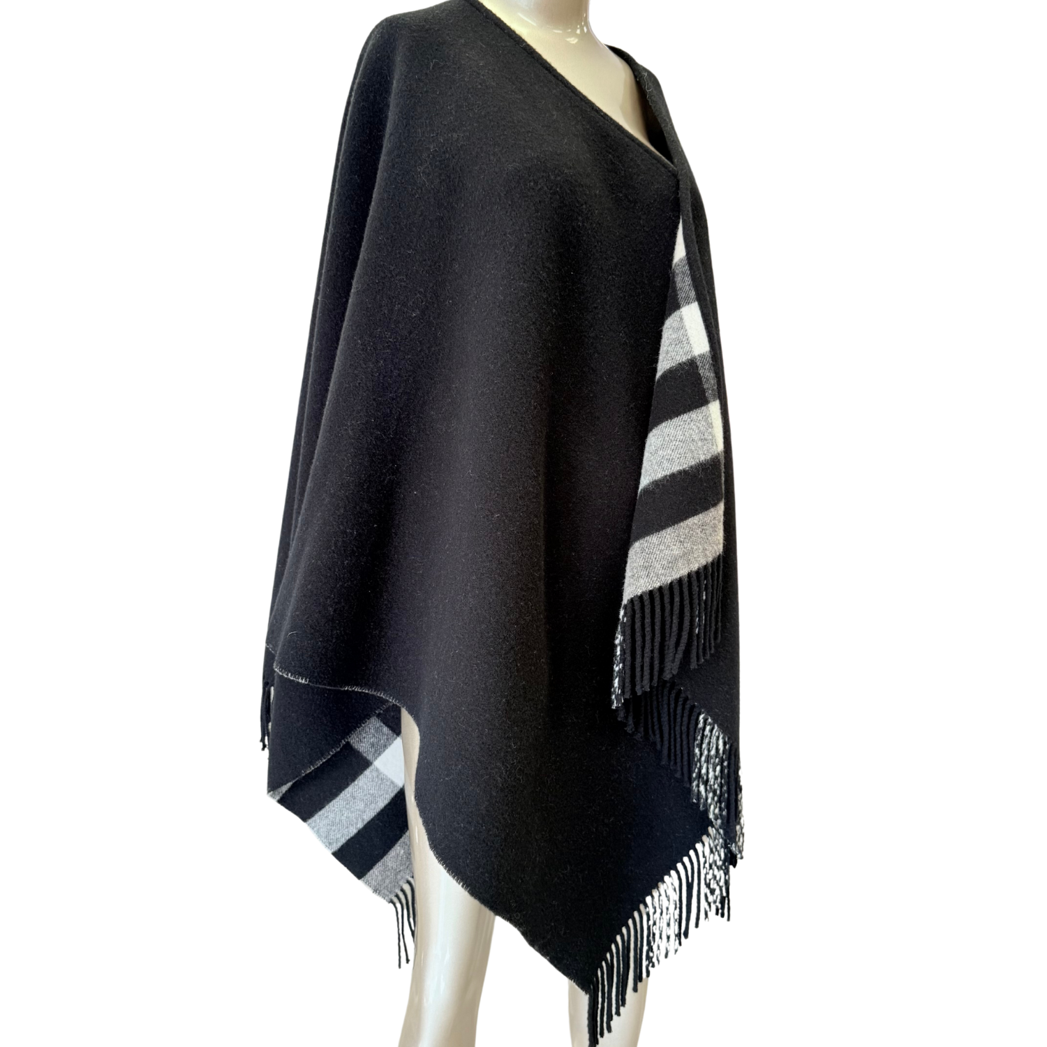 Burberry Reversible Plaid Wool Cape