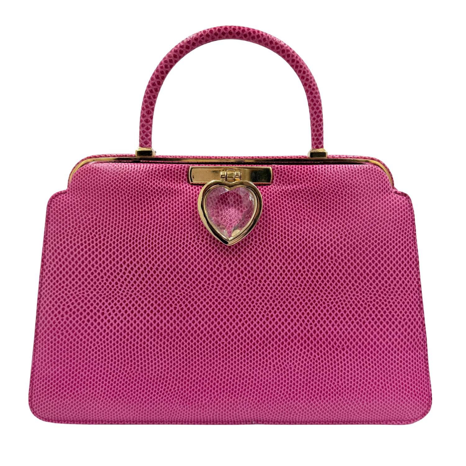 Judith Lieber Vintage Lizard Leather Top Handle Bag Pink
