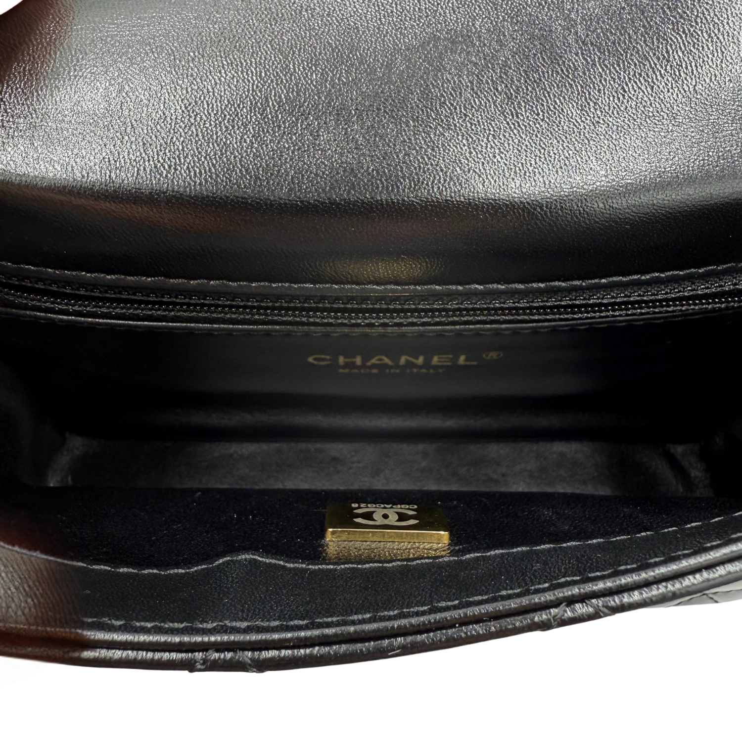 Chanel Metier's D'Art Runway Shiny Quilted Golden Links Top Handle Flap Bag Black