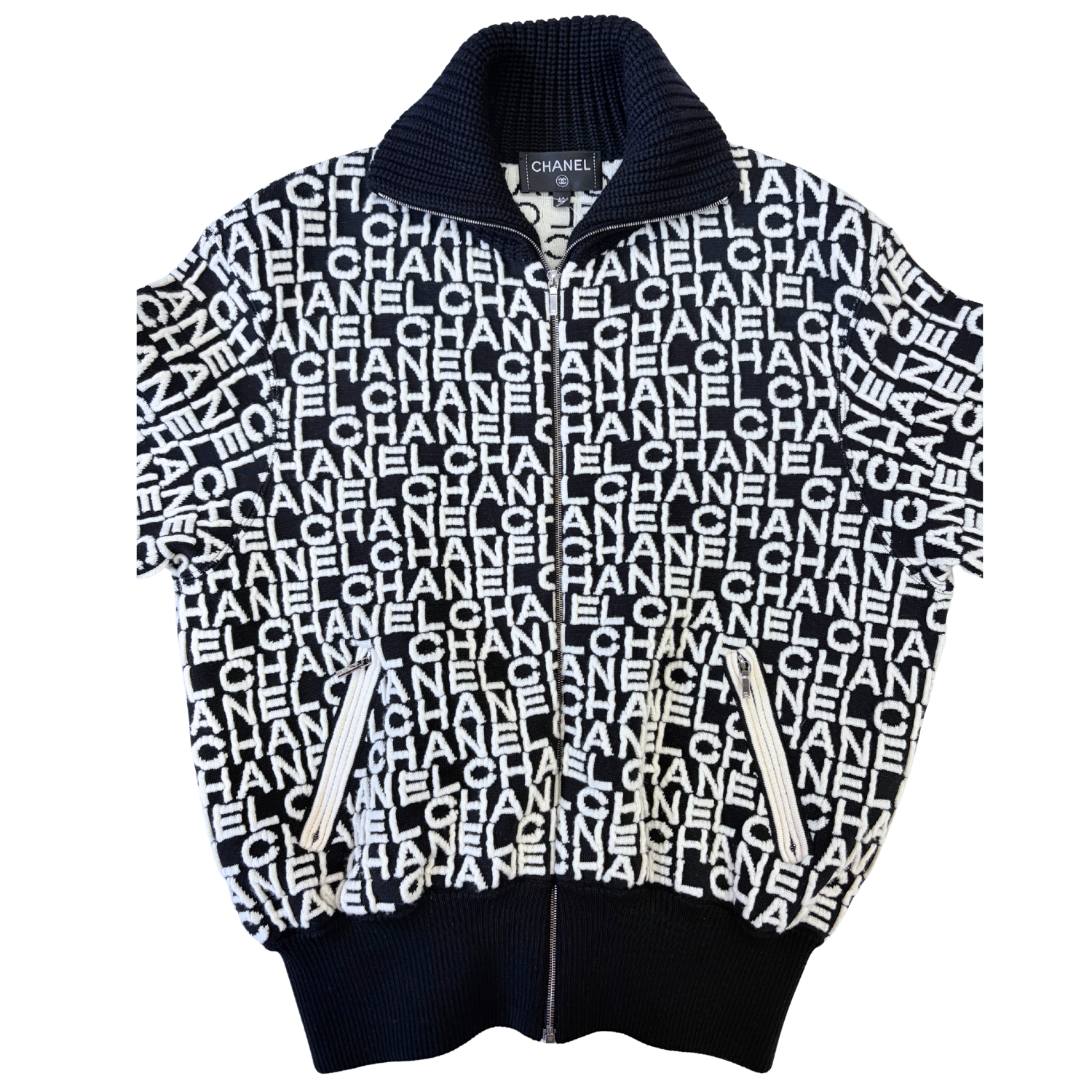 Chanel Printed Coco Neige Zip Up Bomber Jacket