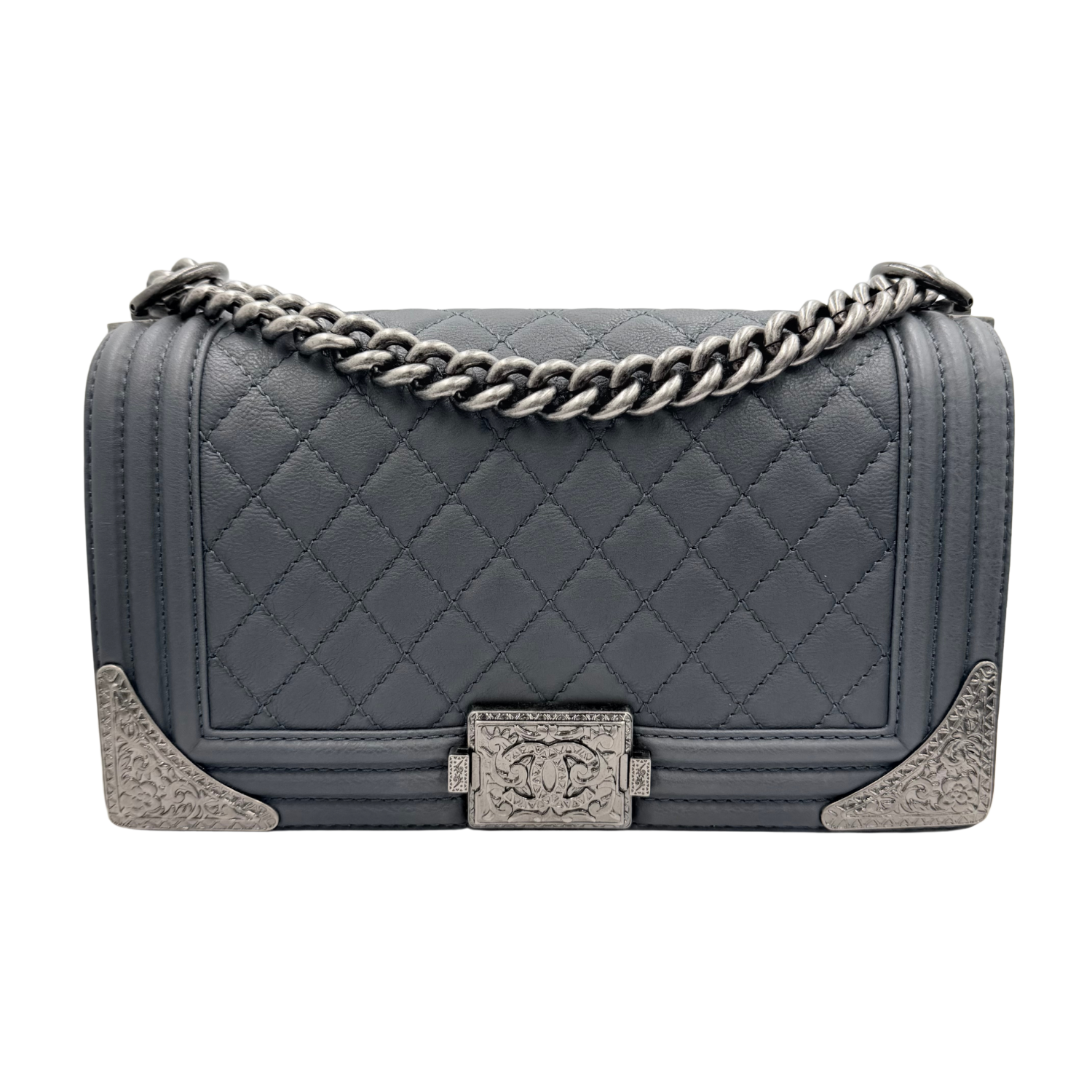 Chanel Medium Paris-Dallas Cowboy Boy Bag Gray