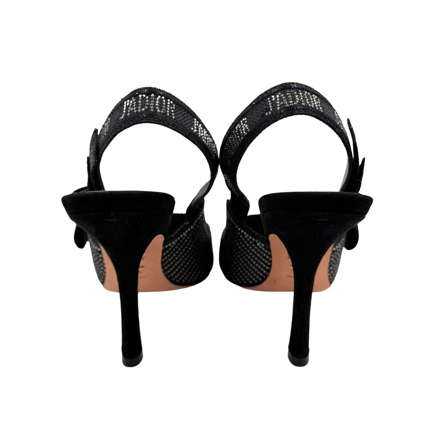 Christian Dior Crystal Embellished Lurex J'adior Slingback Pumps Black