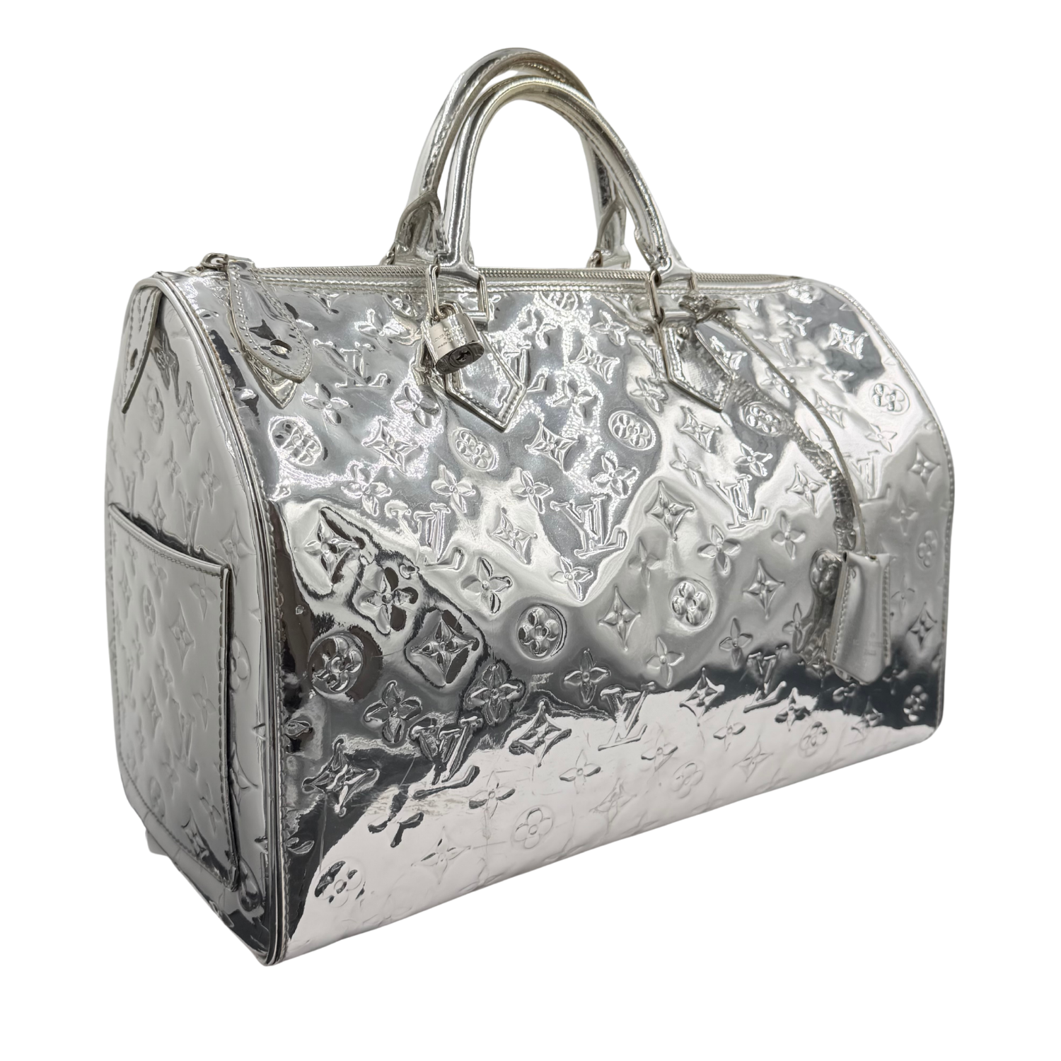 Louis Vuitton Limited Edition Monogram Miroir Speedy 35 Silver