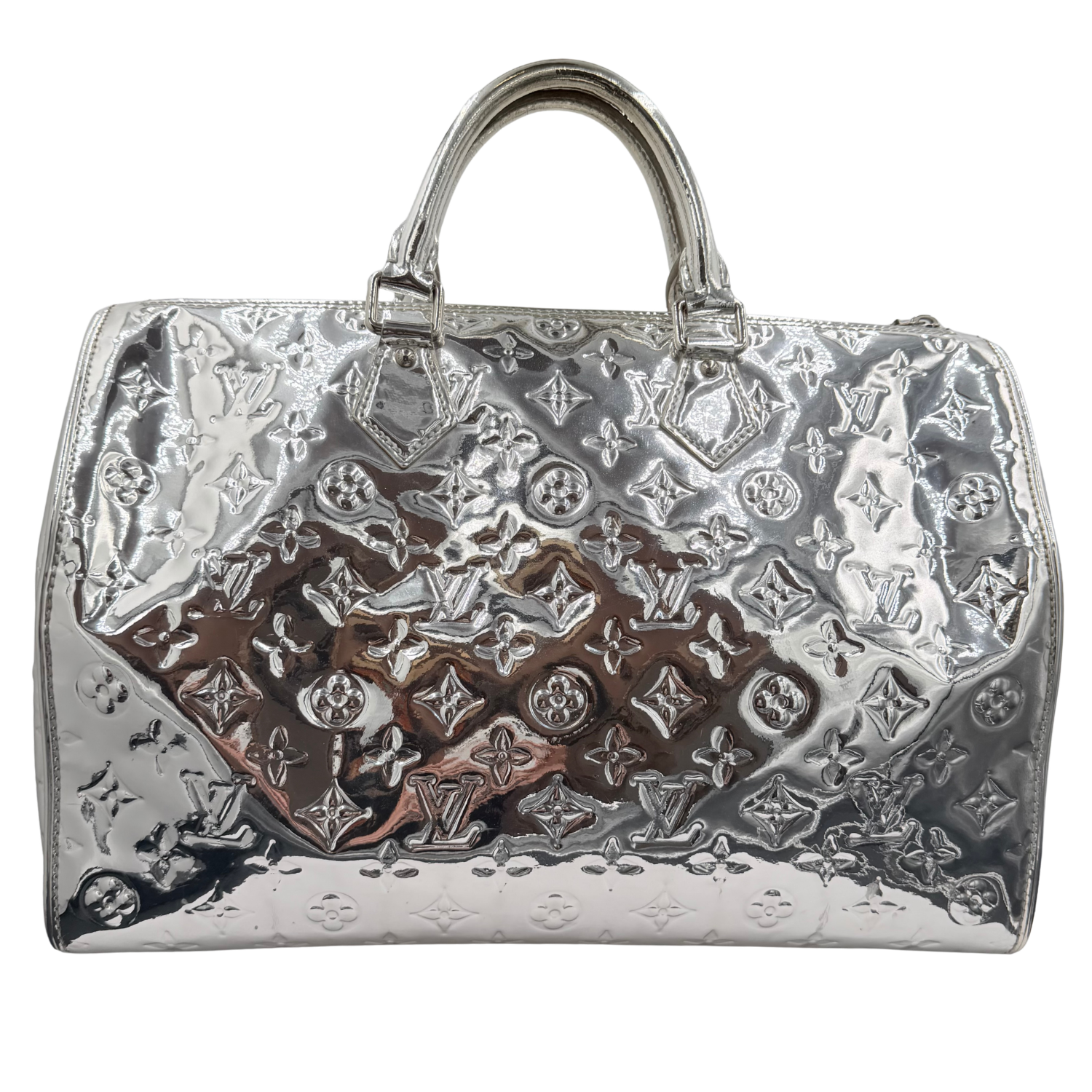 Louis Vuitton Limited Edition Monogram Miroir Speedy 35 Silver