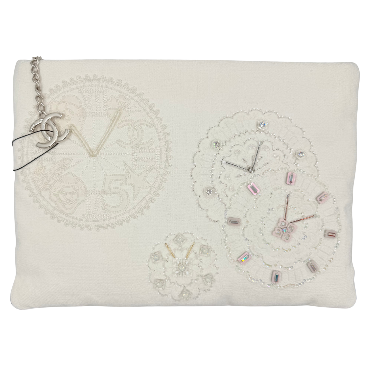 Clock Clutch Bag White