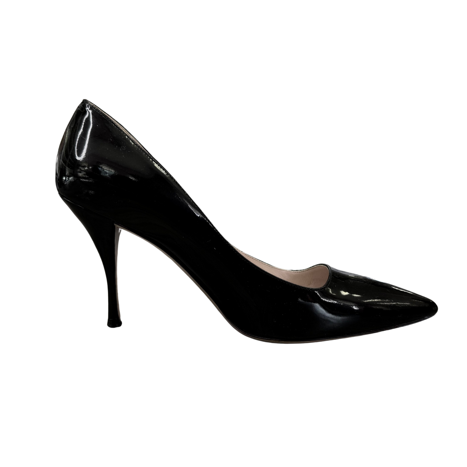 Miu Miu Patent Leather Pointed Toe Pumps Black