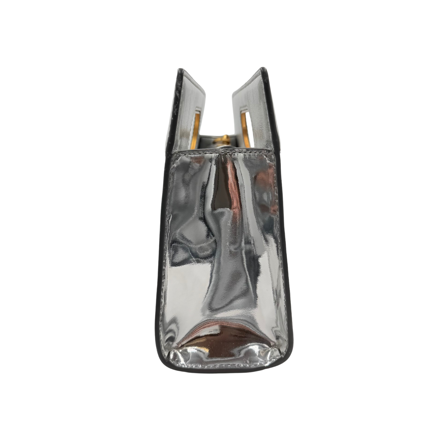 Small Diamond Metallic Clutch with Strap Silver