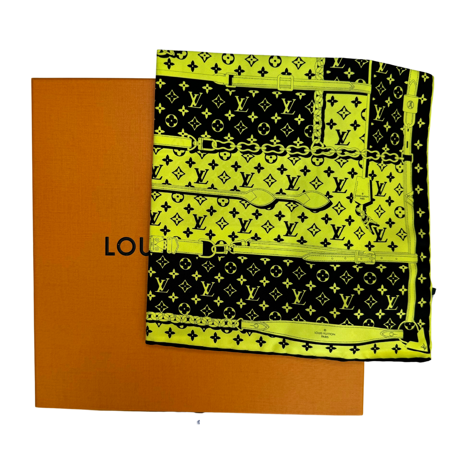 Louis Vuitton Silk Carre Bandanna Confidential Scarf Square 45 Lime Green