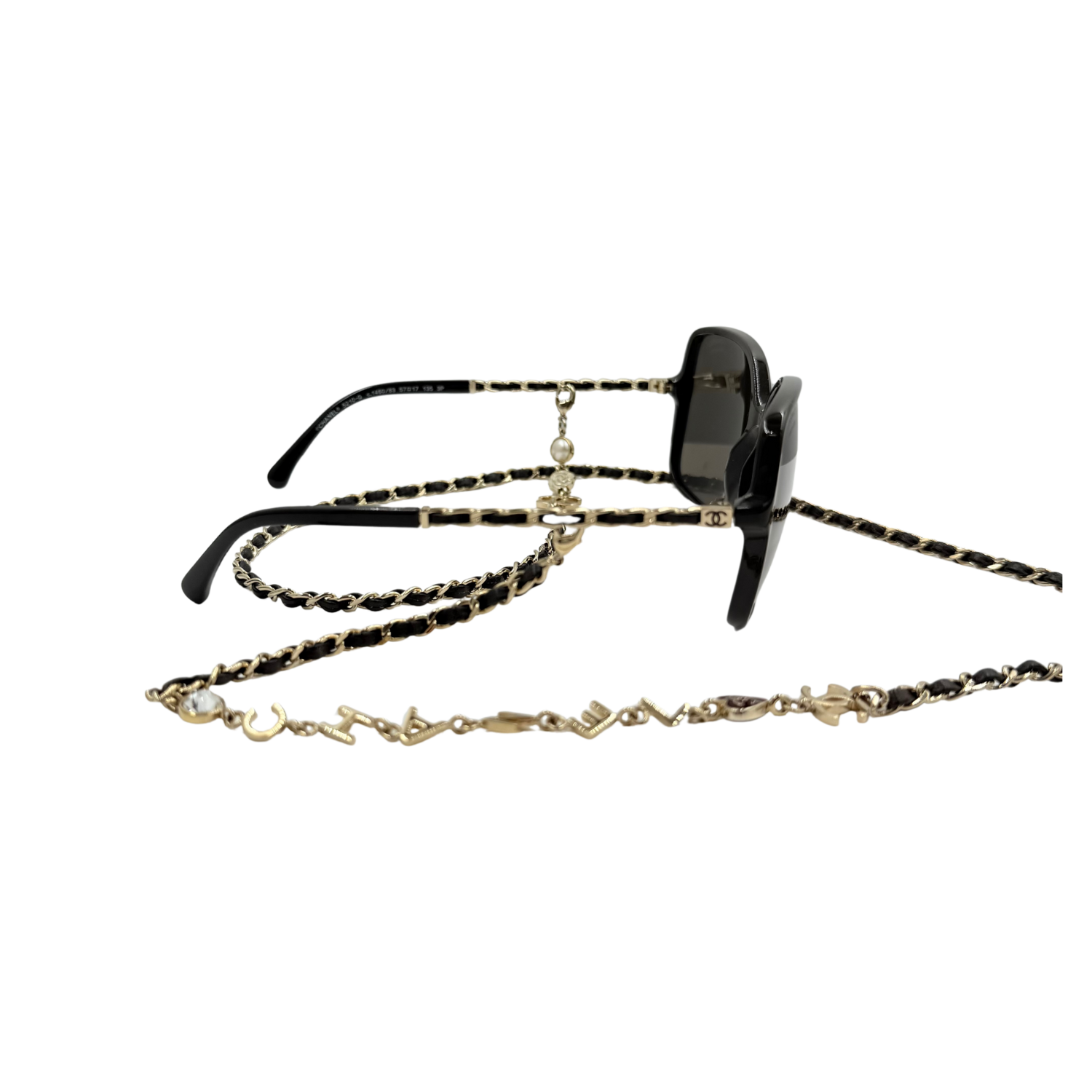 Chanel High Bridge Square Sunglasses with Chain