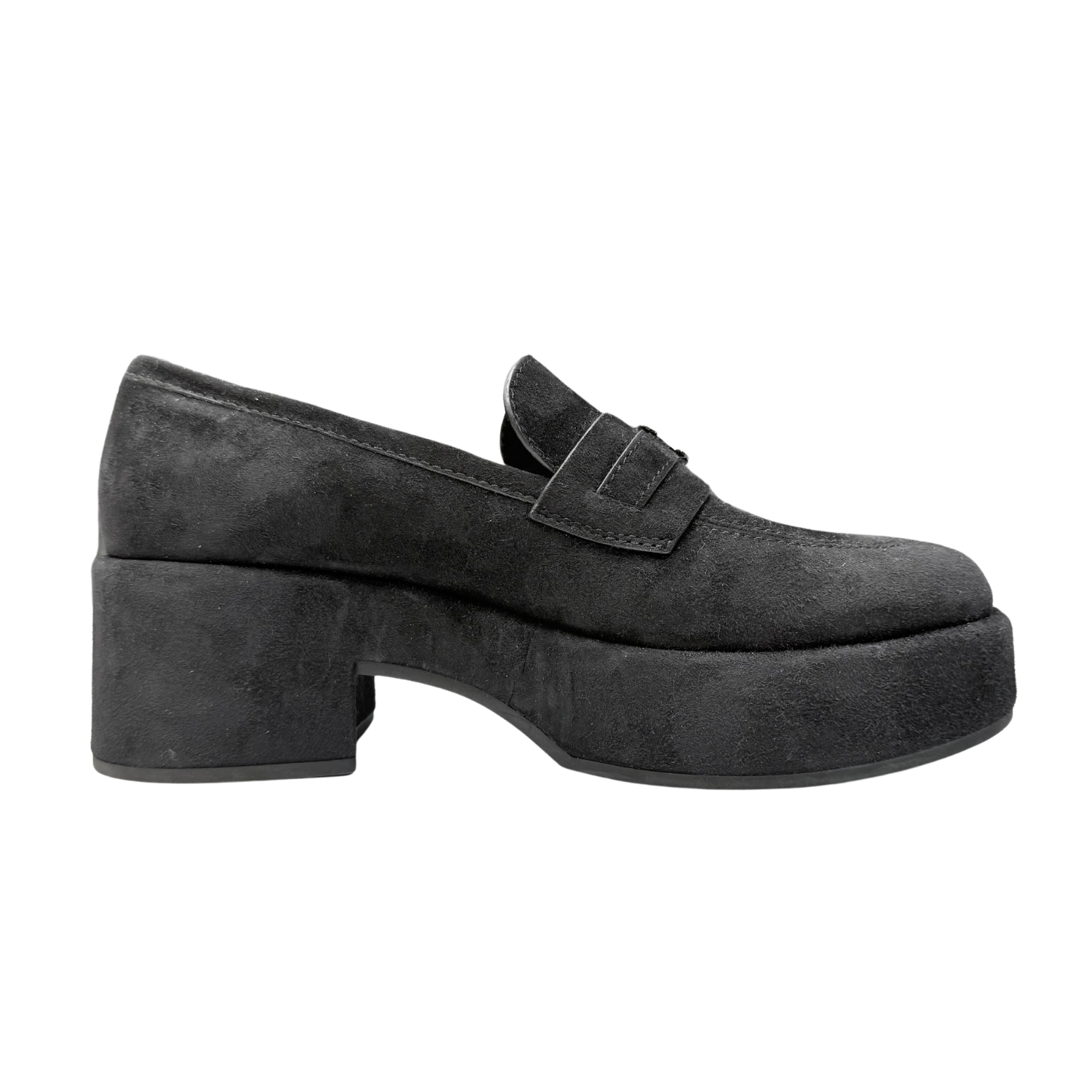 Chanel Interlocking CC Suede Platform Loafers Black