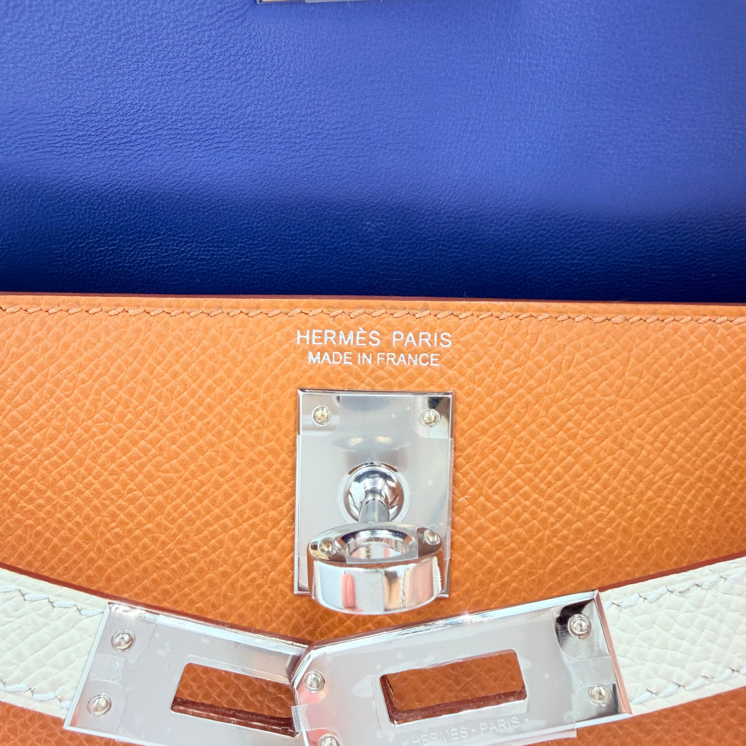 Hermès Tricolor Mini Kelly 20 Gold, Nata, and Black Epsom Leather with Palladium Hardware