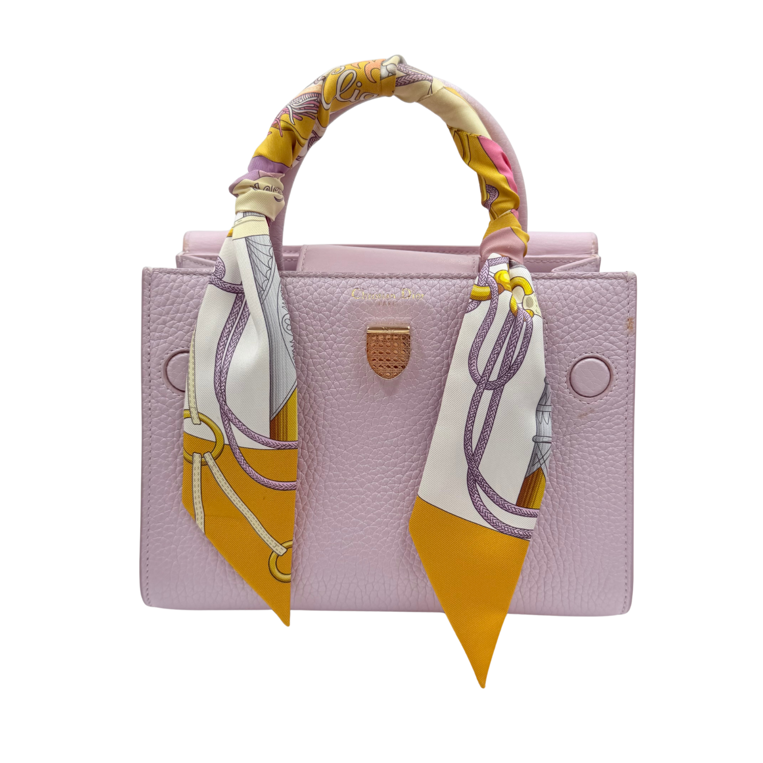 Christian Dior Mini Leather Diorever Tote Crossbody Bag with Top Handle Lavender (comes with Hermès Twilly)