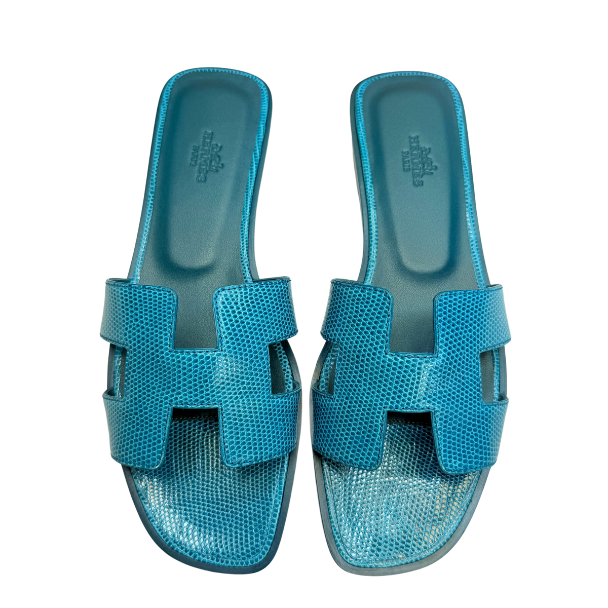 Hermès Oran Sandal Blue Lizard display picture 1