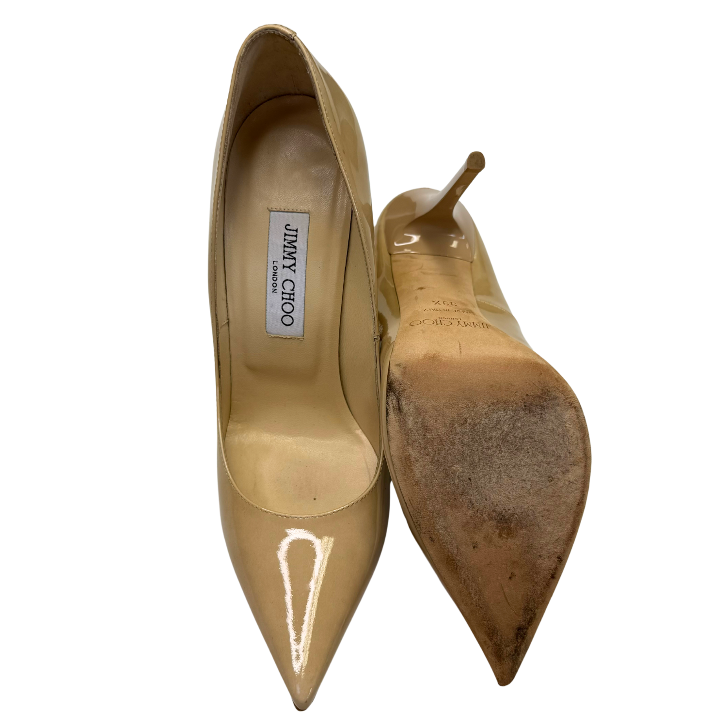 Jimmy Choo Patent Agnes 85 Pumps Nude