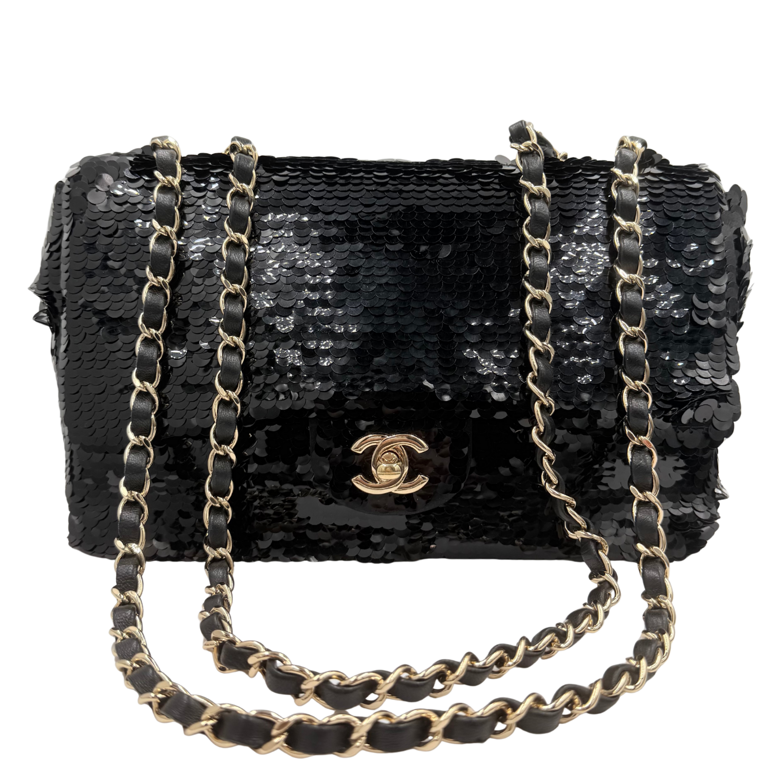 Chanel Medium Single Flap Bag Sequin Black