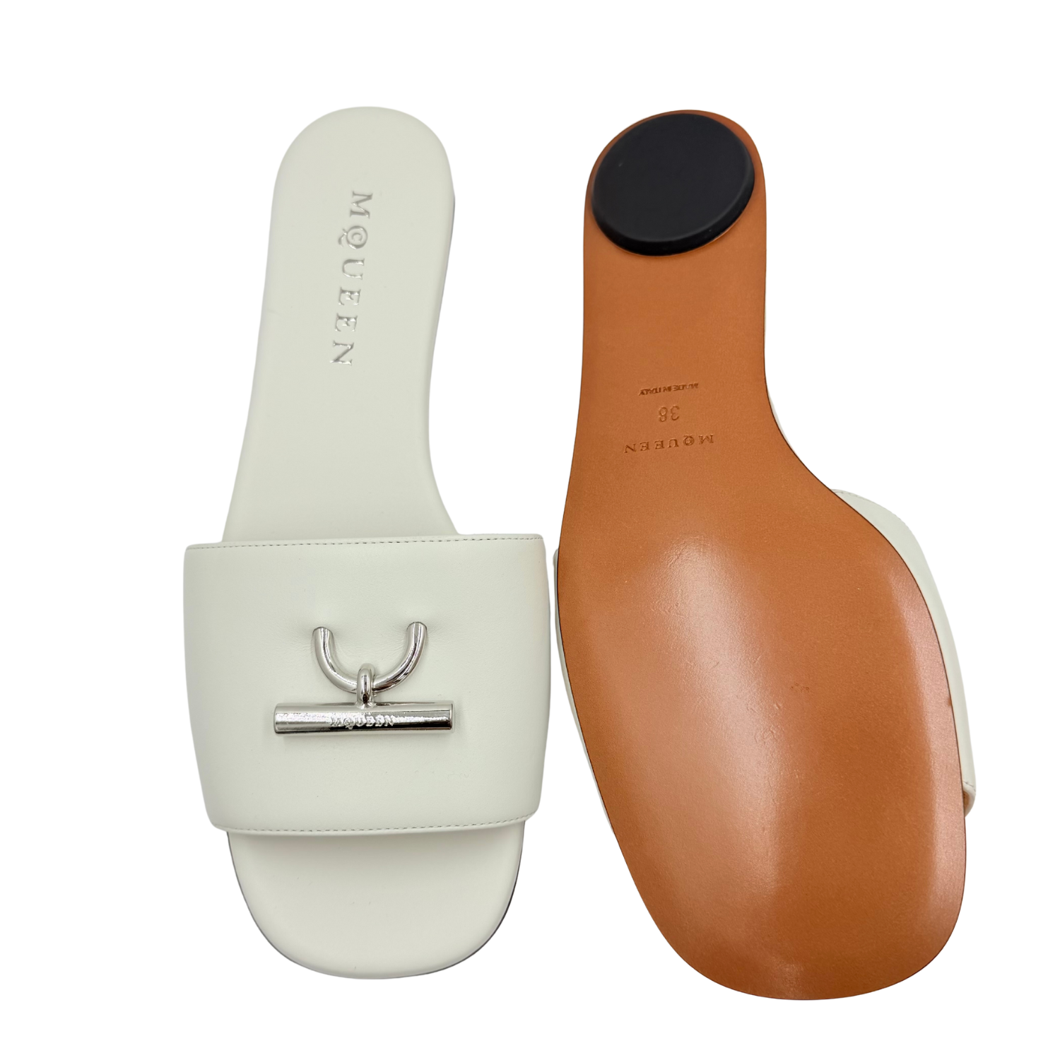 Alexander McQueen Arc T-Bar Slides White