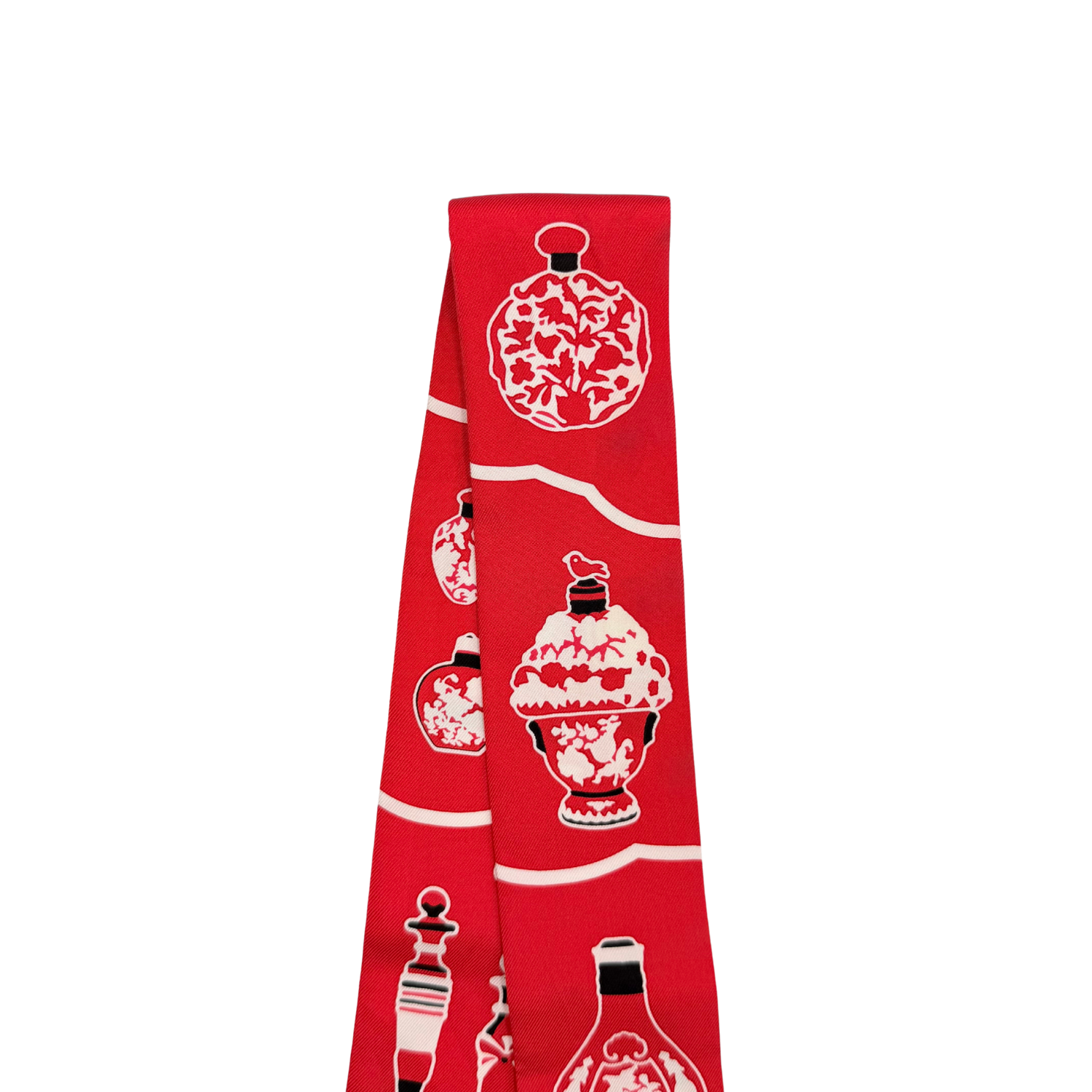Red and Blue Les Flacons Bandana Silk Twilly scarf